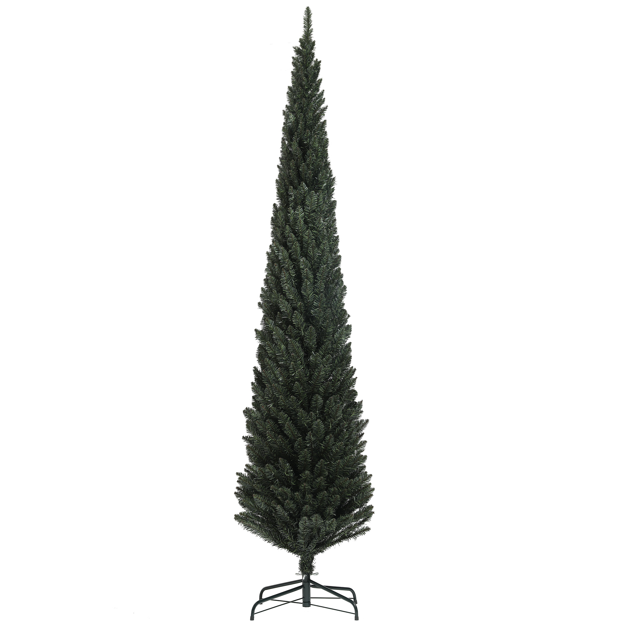 HOMCOM Brad Artificial de Crăciun cu 538 Ramuri, Brad de Crăciun Îngust și Spațios cu Bază de Oțel, Ø55x225 cm, Verde | Aosom Romania