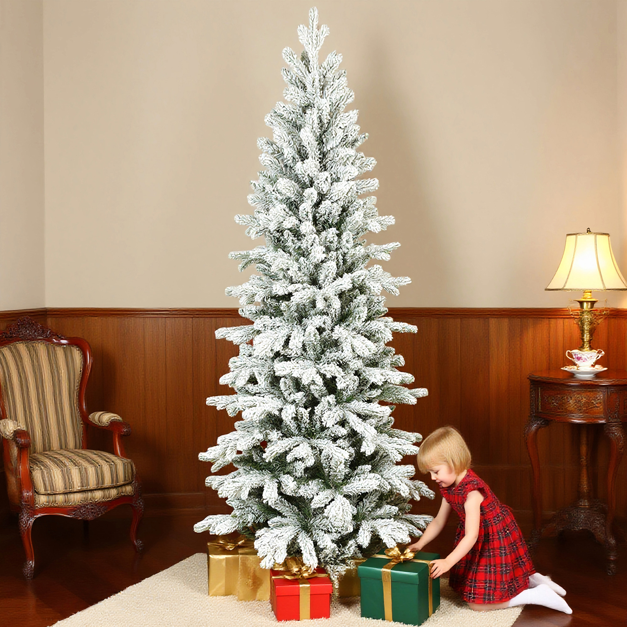 HOMCOM 7ft Flocked Artificial Christmas Tree 2