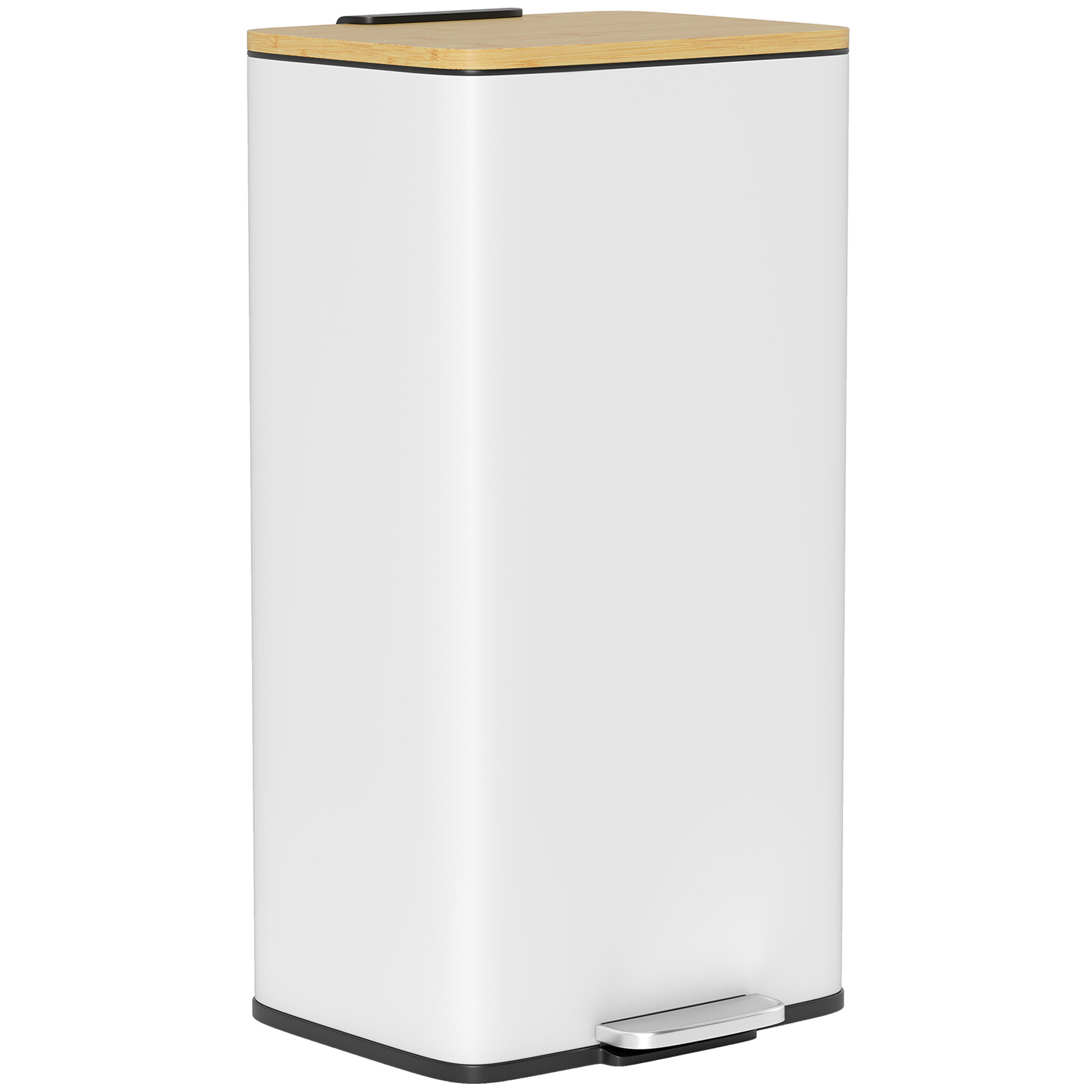 HOMCOM Küchen-Mülleimer mit Pedal, 20 L, Bambusdeckel mit Soft-Close, herau günstig online kaufen