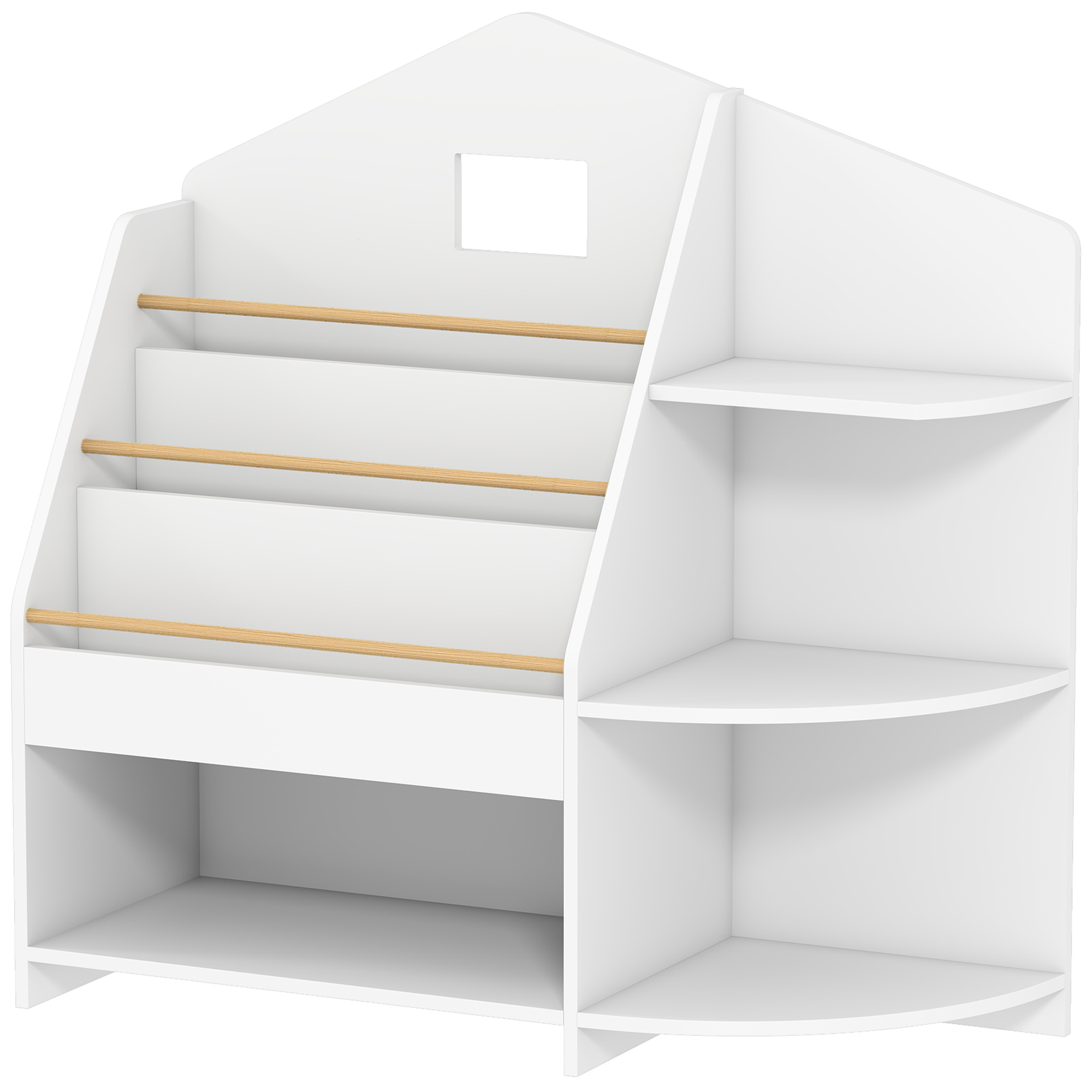 AIYAPLAY Étagère pour enfants avec 7 étagères pour livres, jouets, bords arrondis, supporte 40 kg, Blanc