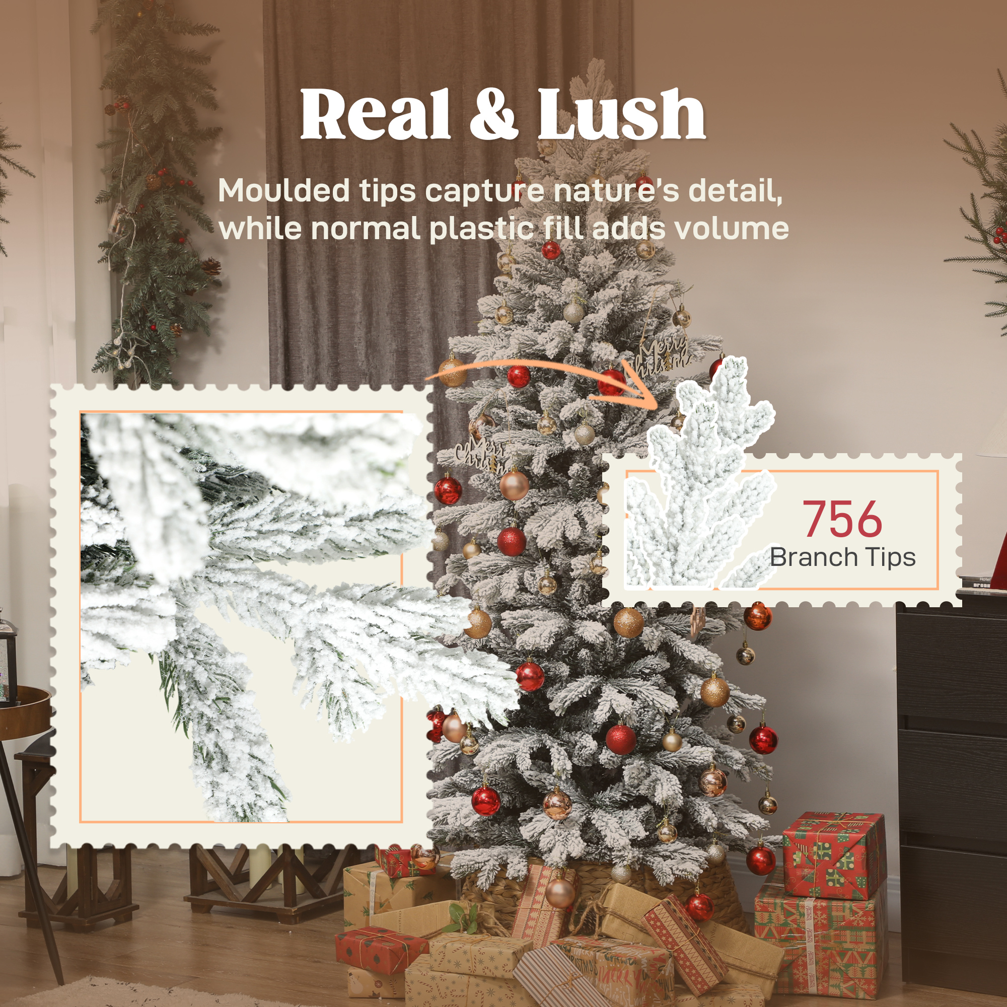 HOMCOM 6ft Flocked Artificial Christmas Tree 5