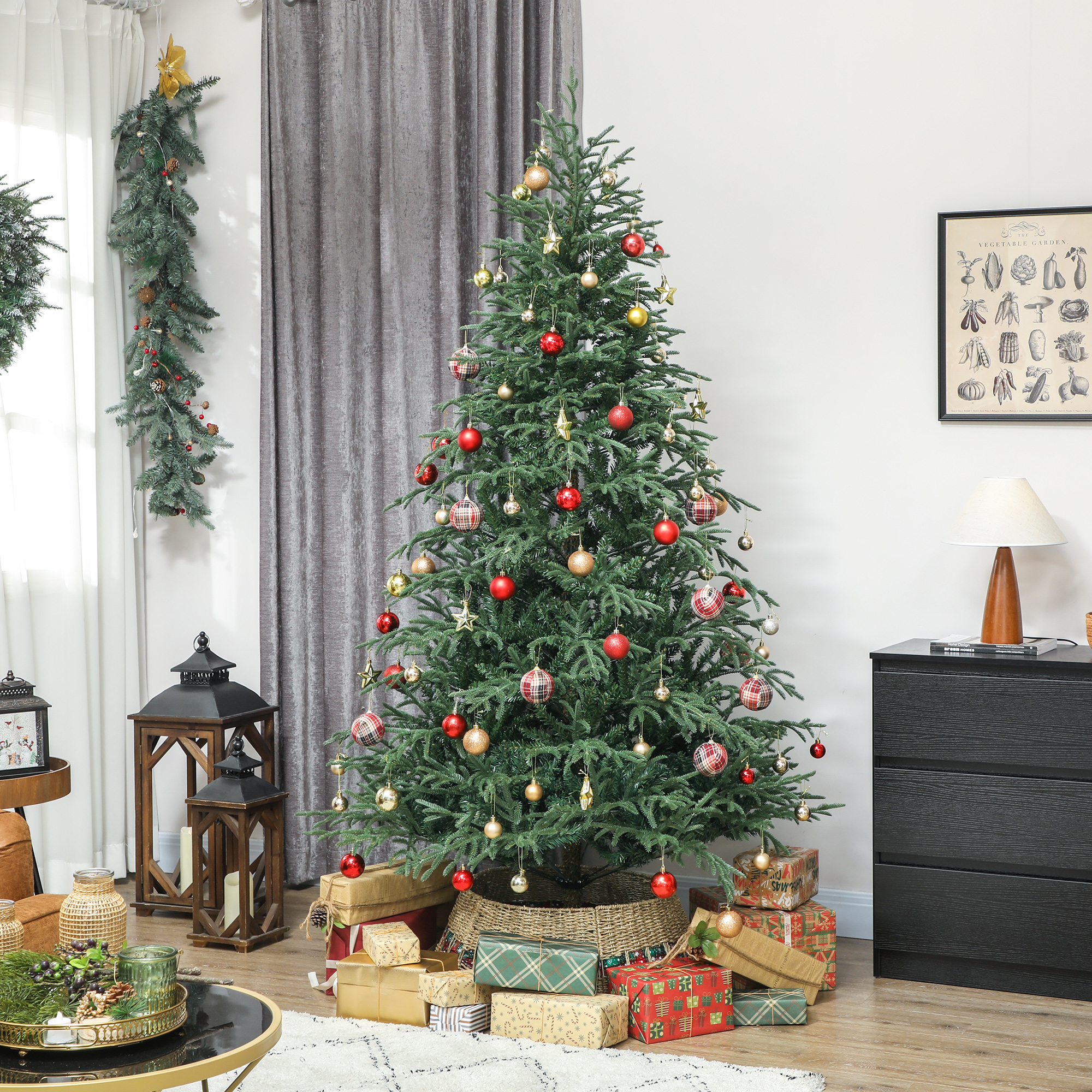 HOMCOM 7 ft Full Spruce Christmas Tree with Realistic Dense Tips, Easy Assembly Green 2