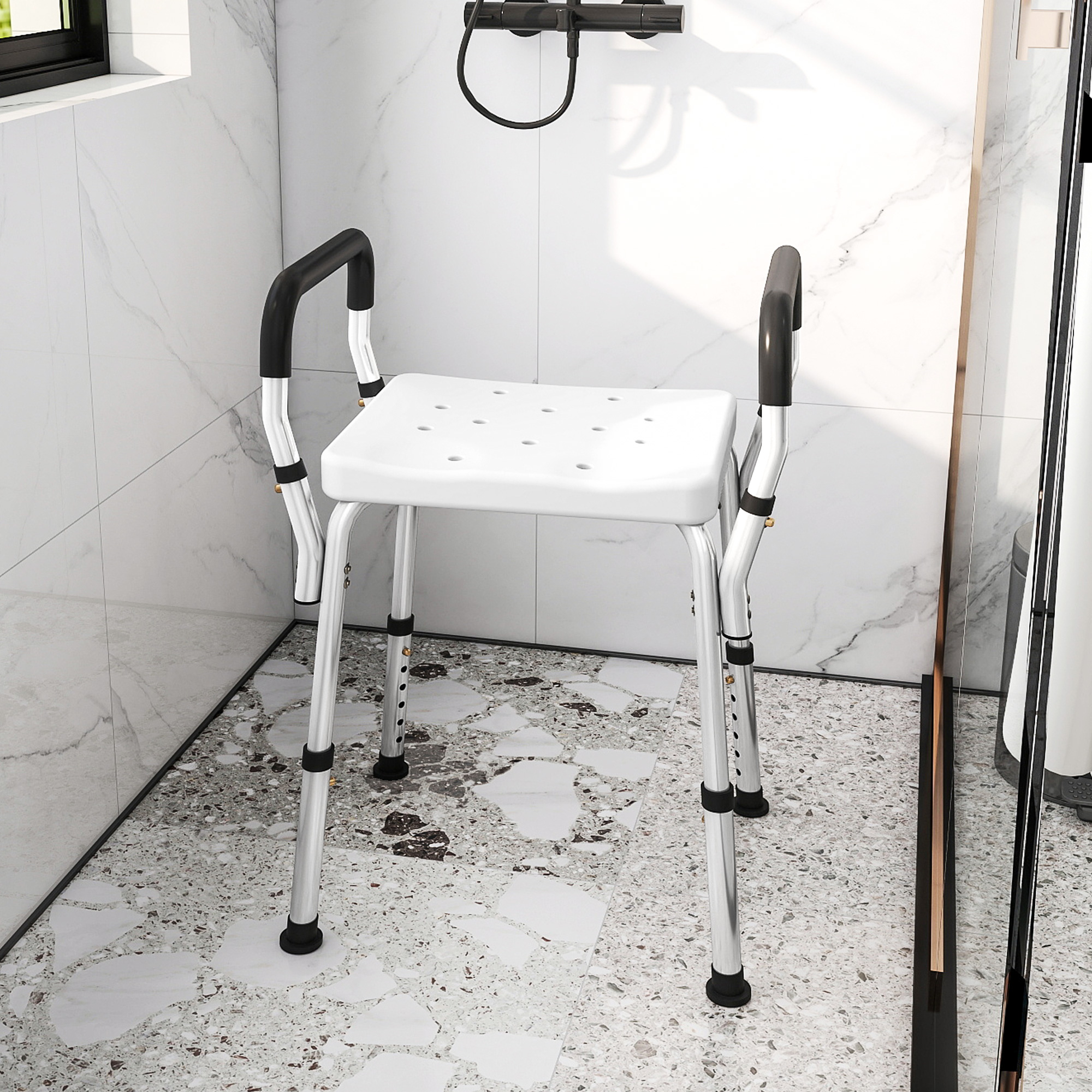 HOMCOM 57-69cm Aluminium Frame Bath Seat 2