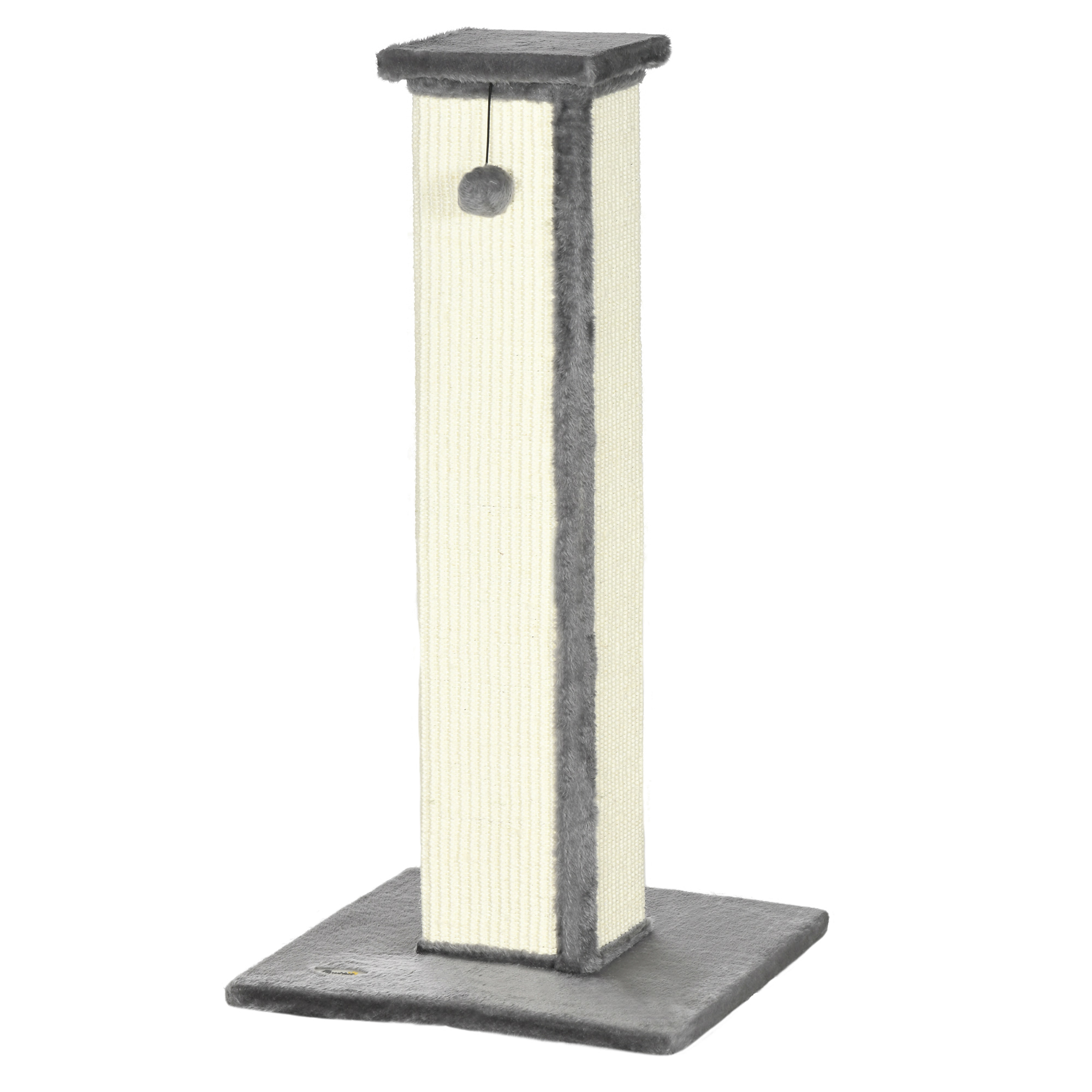 PawHut Kratzstamm 81cm hohe Kratzsäule aus Sisal mit Spielball, ideal für Katzen bis 5kg, Indoor-Nutzung, in Grau und Creme Aosom
