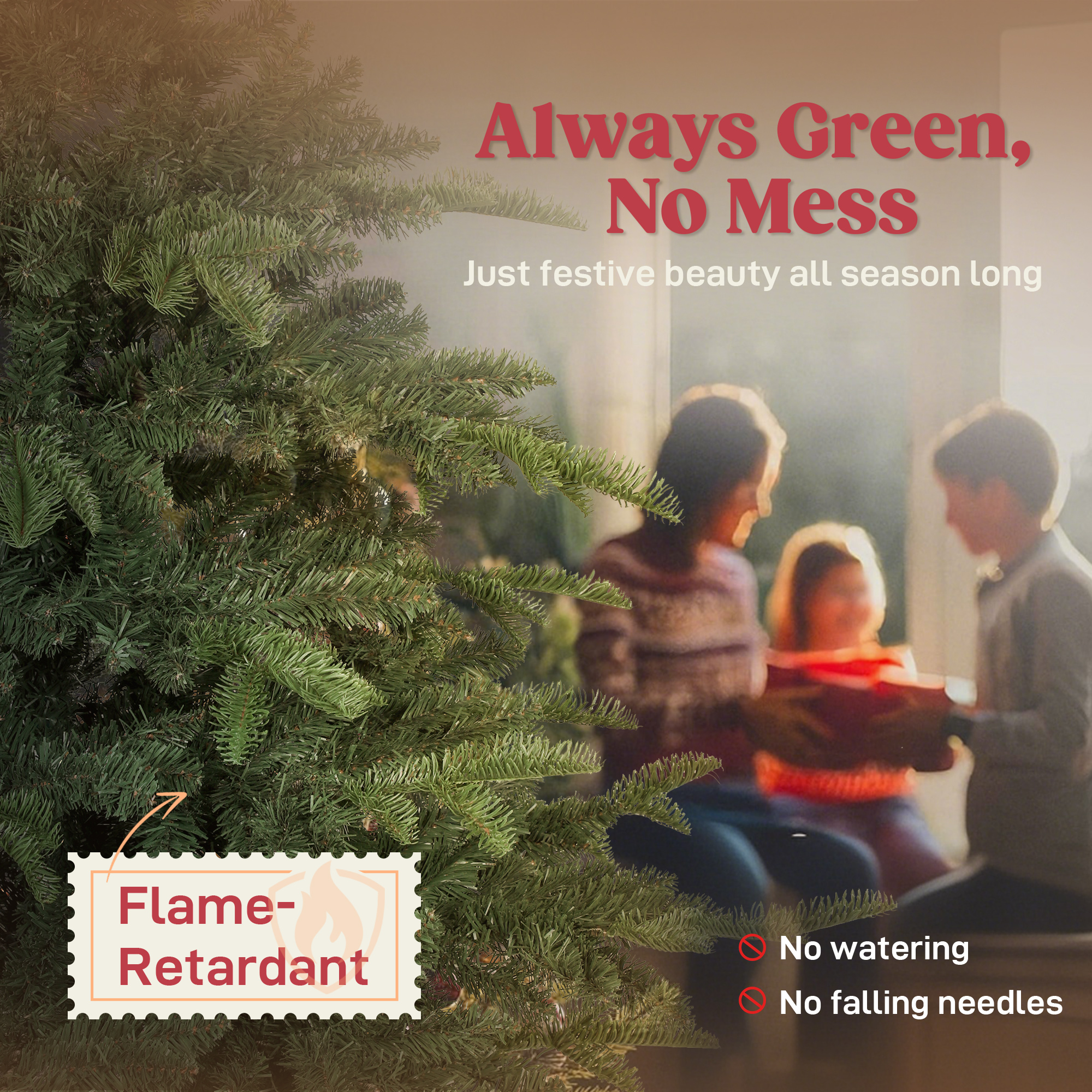 HOMCOM 5ft Artificial Christmas Tree with Realistic Branches, Easy Assembly Green 4