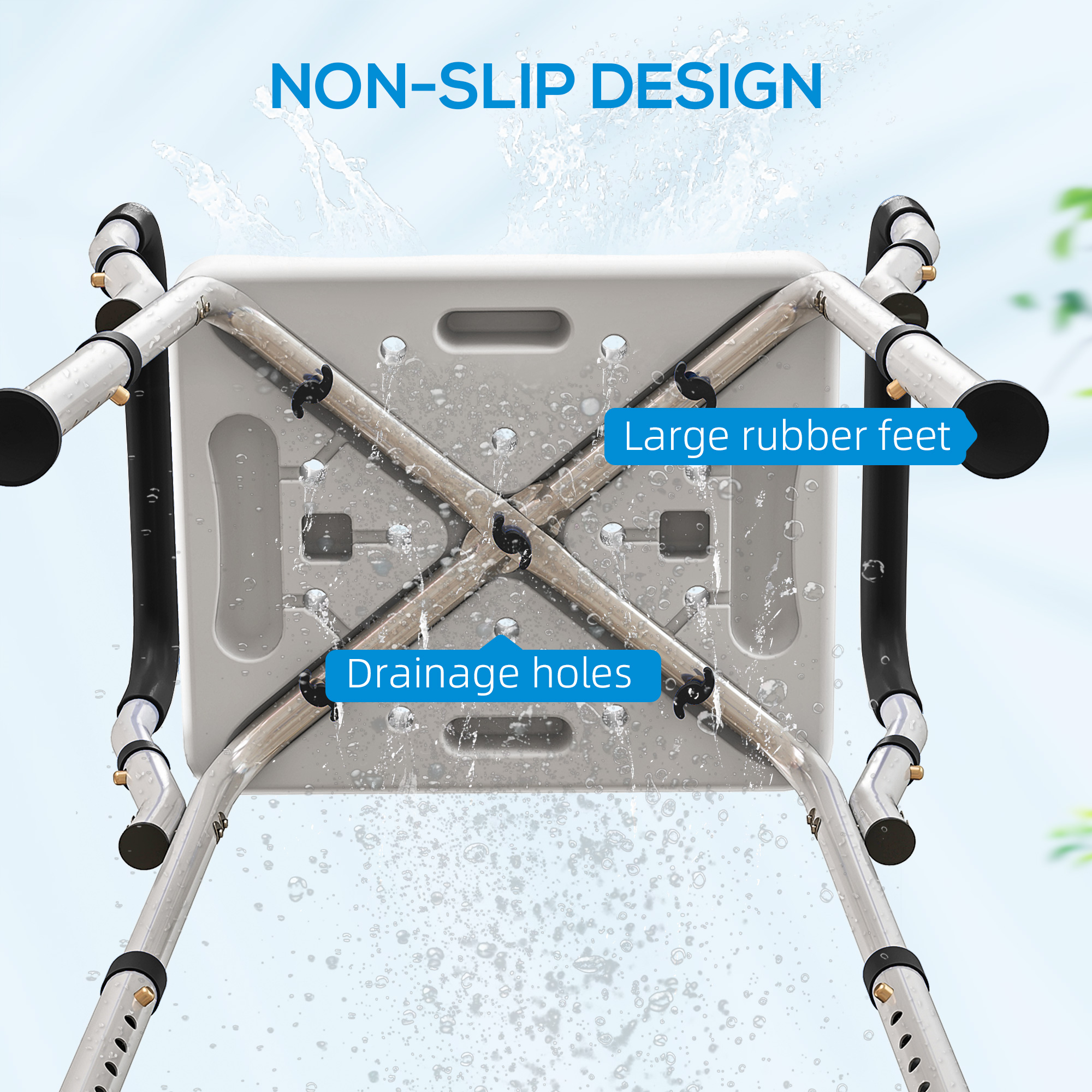 HOMCOM 57-69cm Aluminium Frame Bath Seat 6