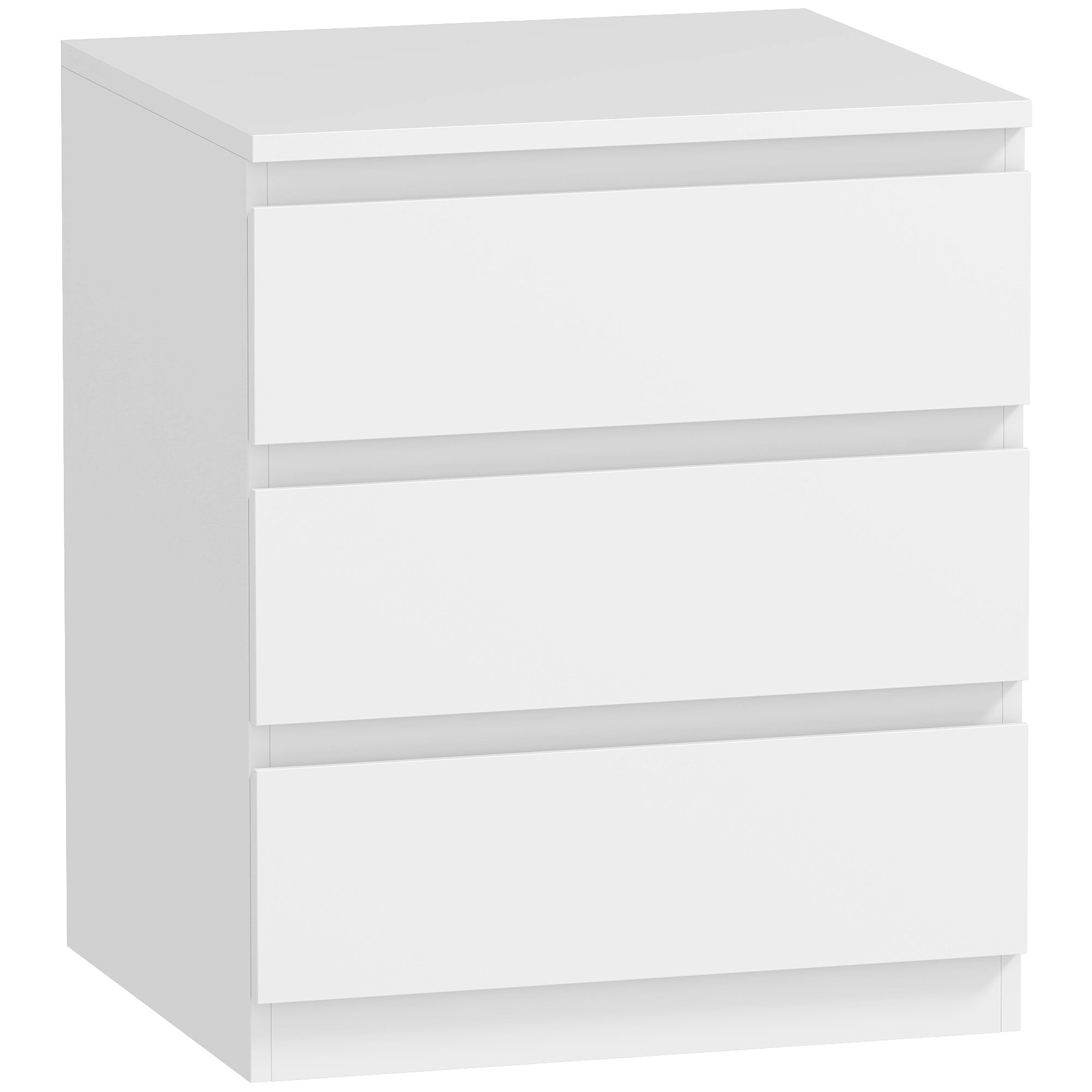 HOMCOM Kommode 3 Schubladen mit Soft-Close, Schlafzimmerkommode, Schubladenschrank für Wohnzimmer, Büro, Modernes Design, 45x40x52,8 cm, Weiß Aosom