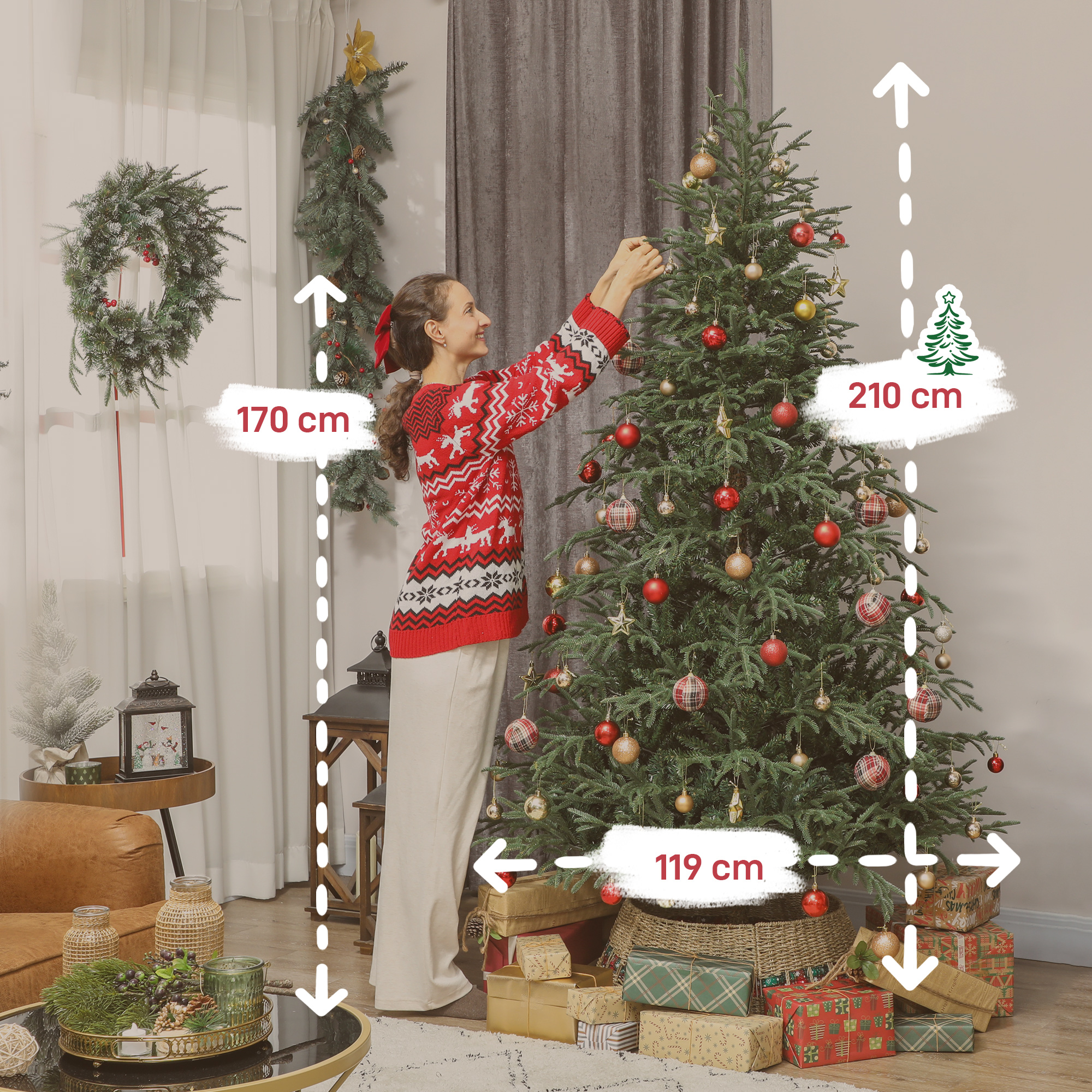 HOMCOM 7 ft Full Spruce Christmas Tree with Realistic Dense Tips, Easy Assembly Green 3