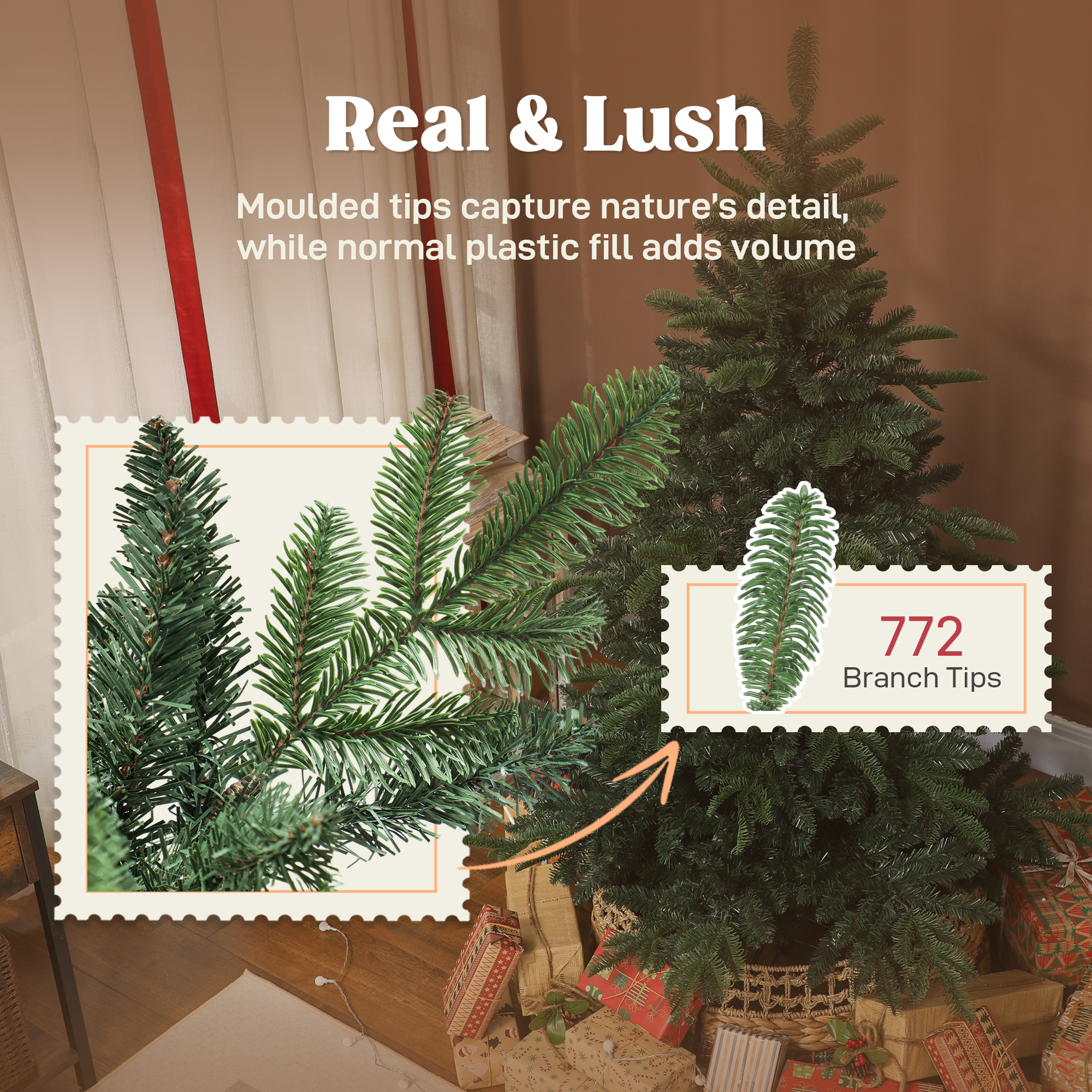 HOMCOM 5ft Artificial Christmas Tree with Realistic Branches, Easy Assembly Green 5