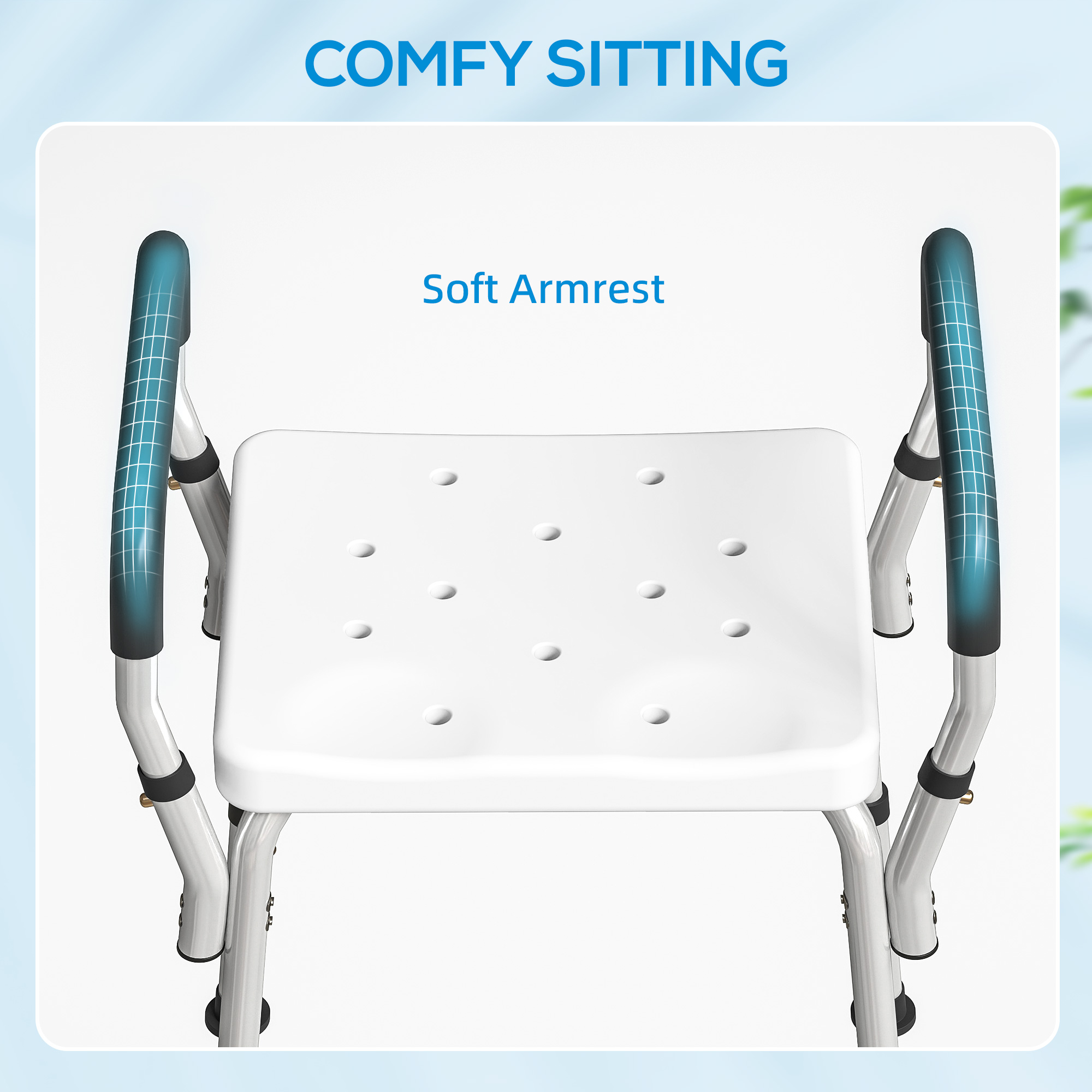 HOMCOM 57-69cm Aluminium Frame Bath Seat 5