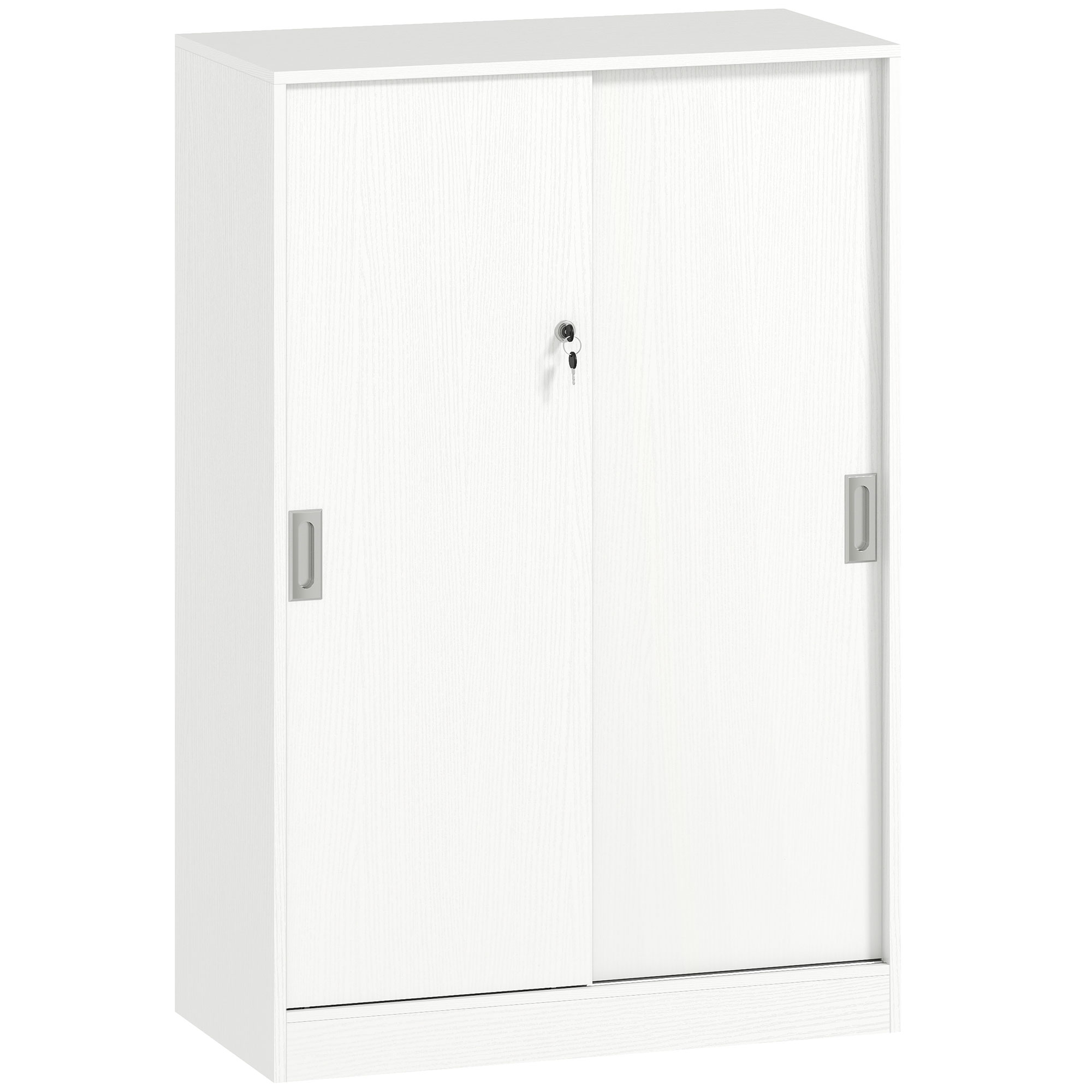HOMCOM Armario de Oficina Práctico con 2 Puertas Correderas Bloqueables y 3 Estantes para Despacho Estudio 80x40x120 cm Blanco | Aosom España