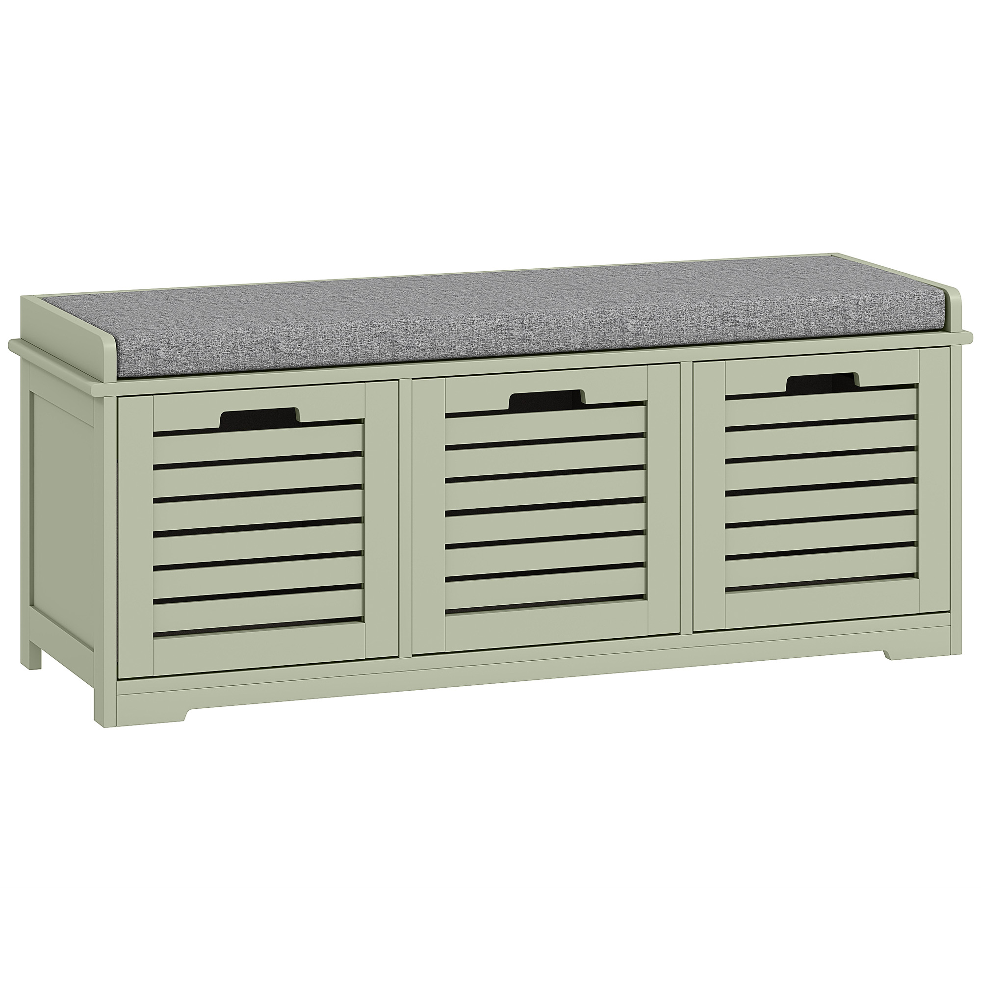 HOMCOM 3-Drawer Shoe Storage Bench Green