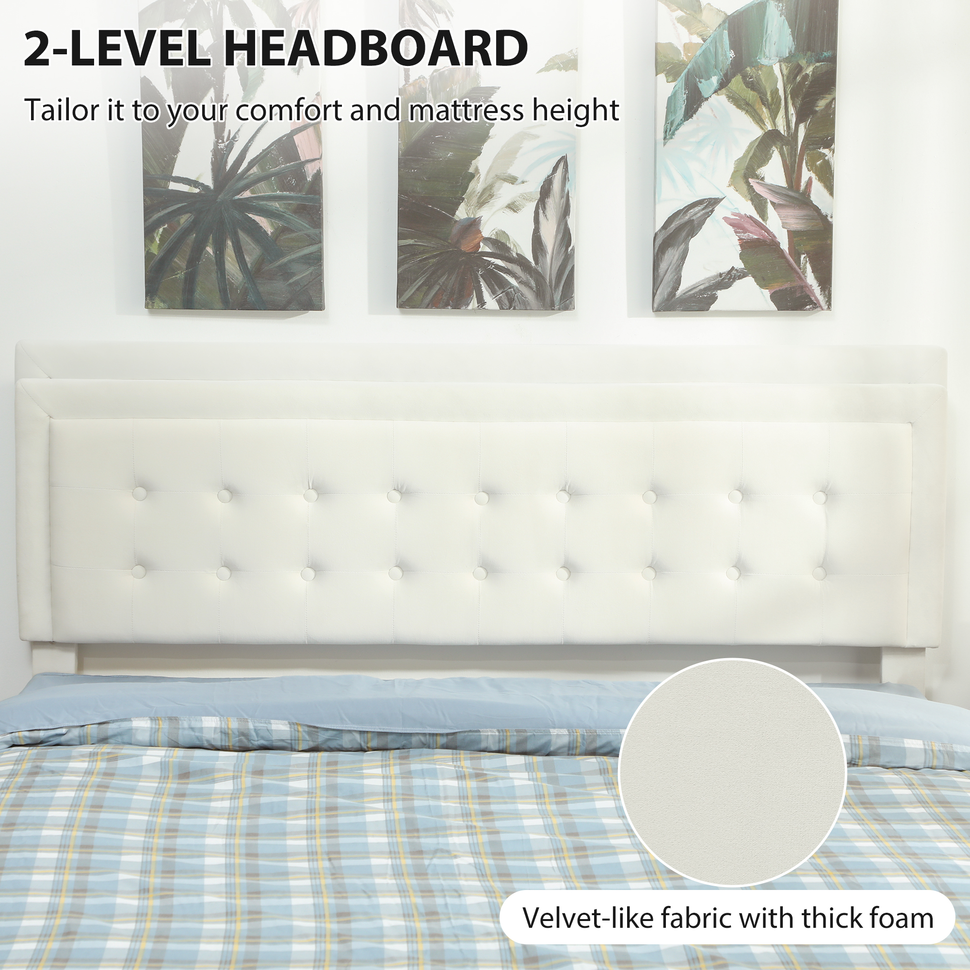 HOMCOM King Size Ottoman Bed Frame, with Front Drawer Cream 5