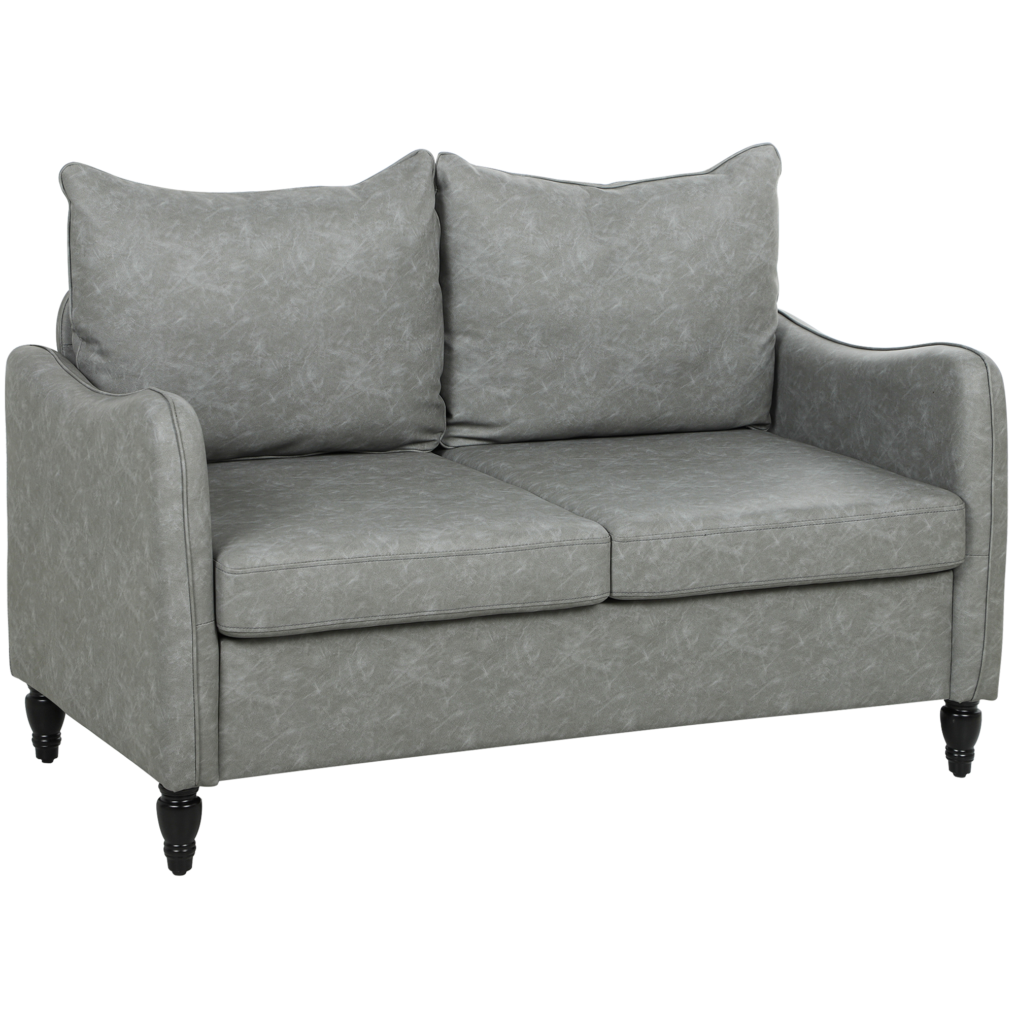 HOMCOM Faux Leather Marble-Effect Two-Seater Sofa Grey