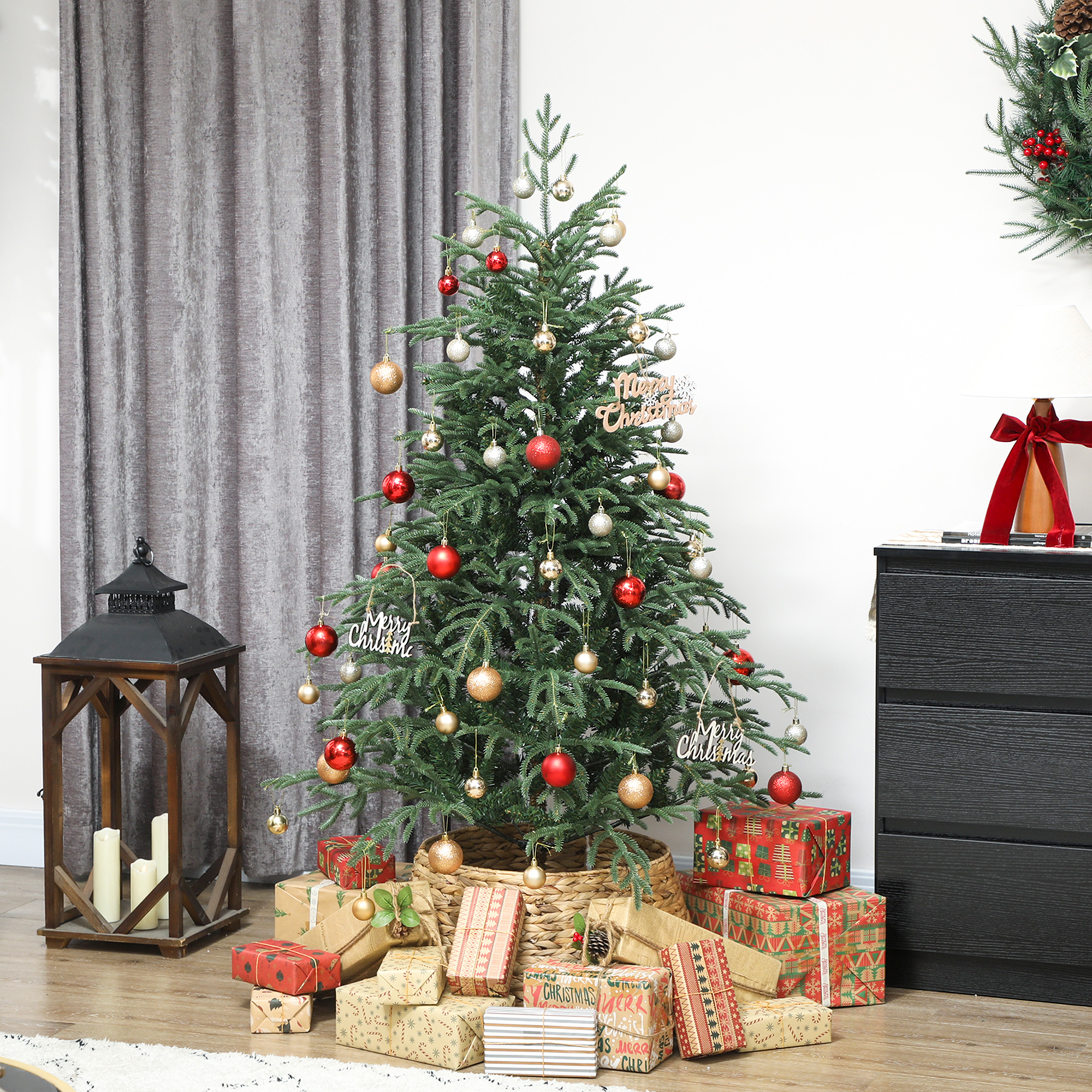 HOMCOM 5 ft Full Spruce Christmas Tree with Realistic Dense Tips, Easy Assembly Green 2
