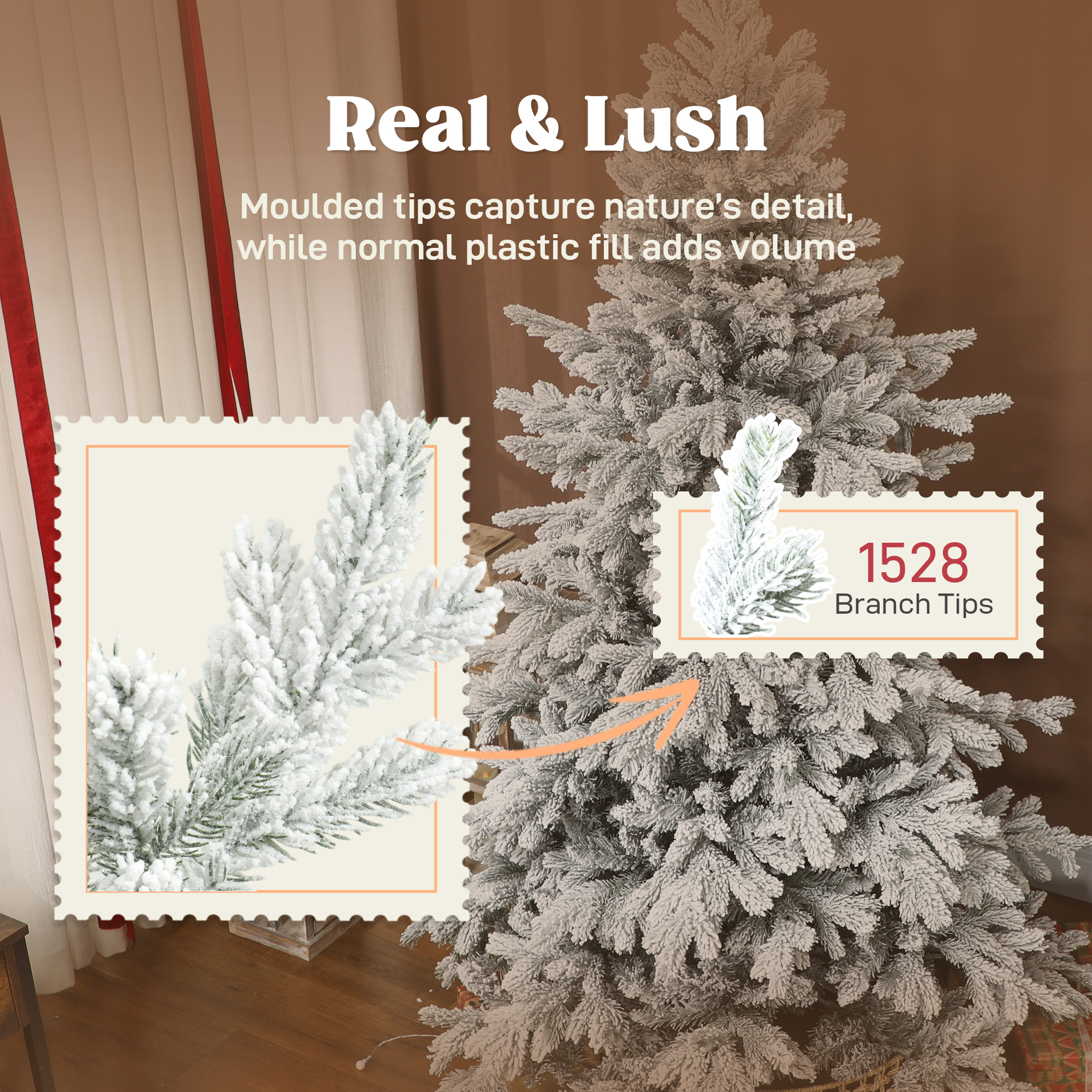 HOMCOM 6ft Snow Flocked Artificial Christmas Tree 5