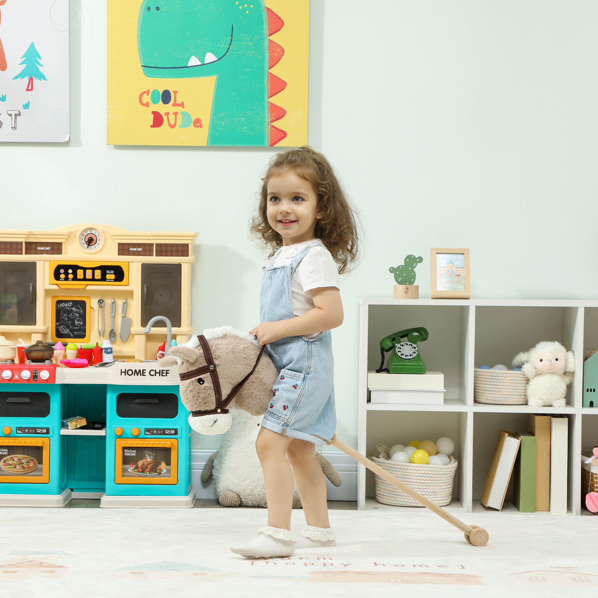AIYAPLAY Caballito Balancín Con Sonido De Dragón – Base De Madera, Asiento Acolchado Y Cinturón De Seguridad, Para Niños De 18 A 36 Meses, Verde