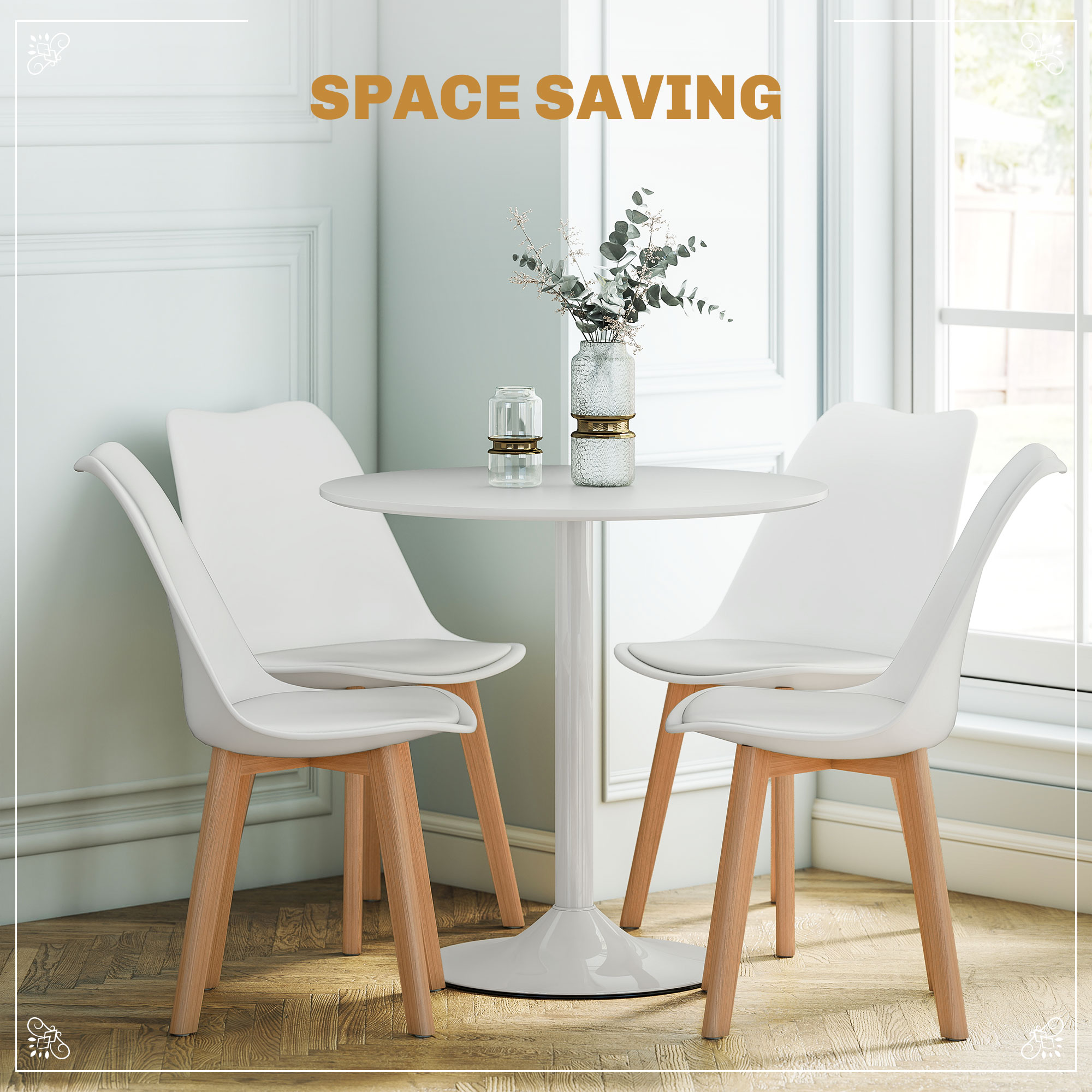 HOMCOM Five-Piece Modern Dining Set White 5