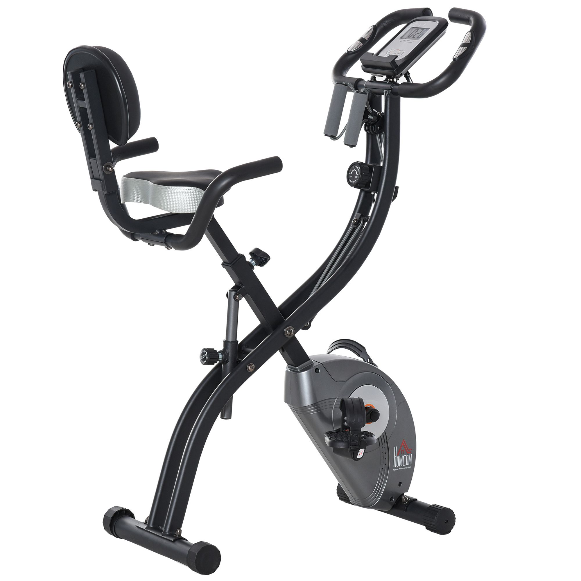 Image of HOMCOM Cyclette Pieghevole con Schienale, Bande Elastiche e 8 Livelli di Intensità Regolabile, Cyclette Professionale Aosom006