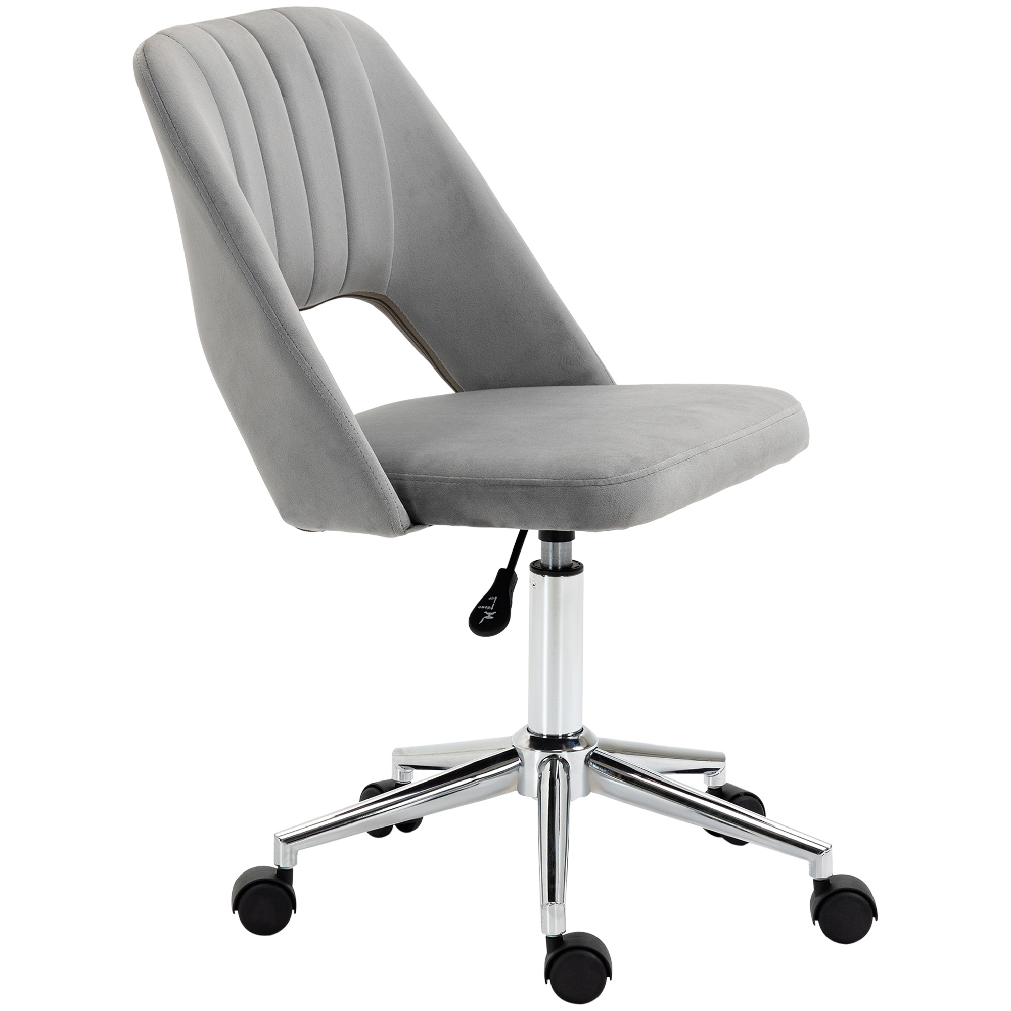 Vinsetto Chaise de bureau réglable en hauteur à roulettes, pivotante 360°, forme coquillage, mousse, 49 x 60 x 79-91 cm, gris