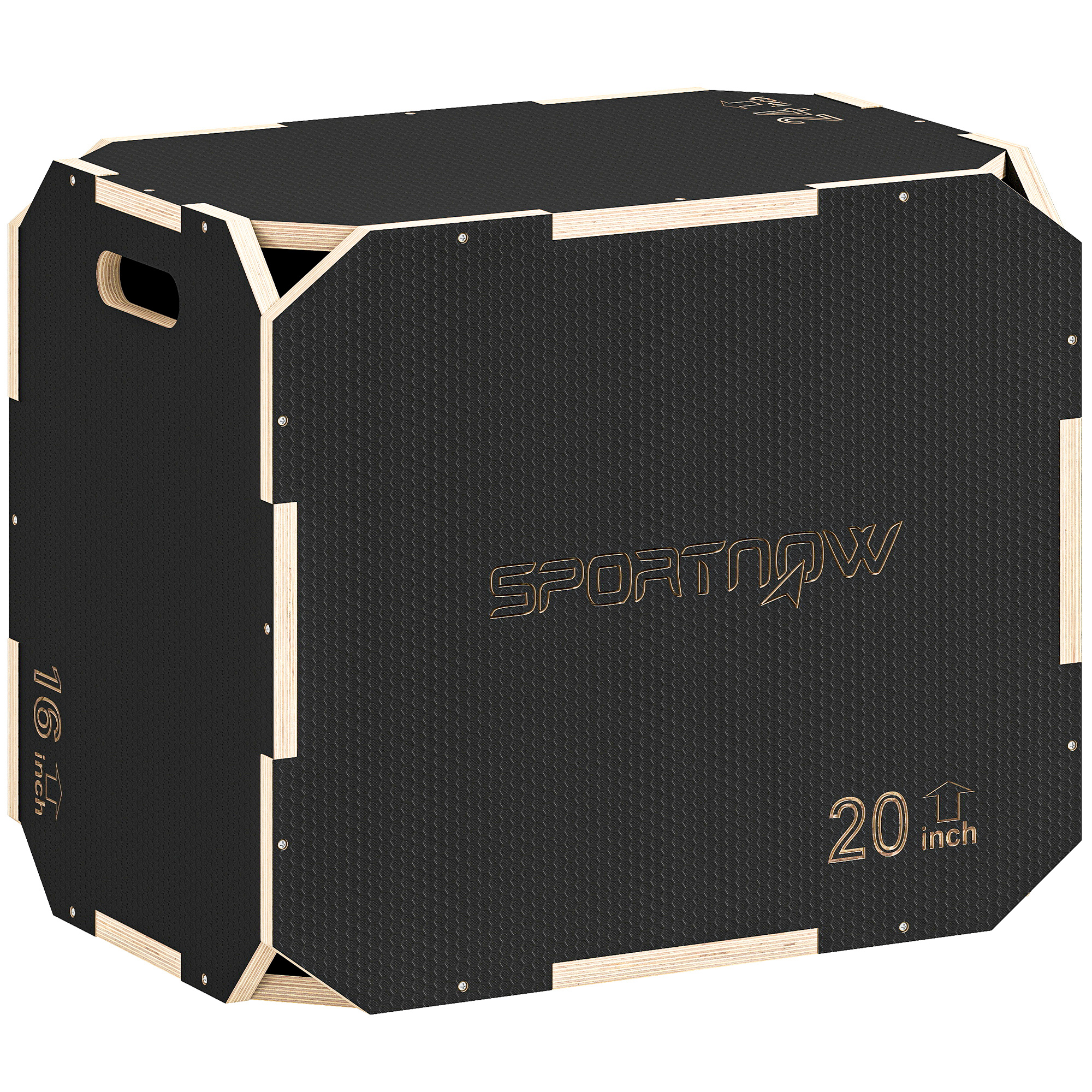 SPORTNOW 3-in-1 Plyo-Box aus Holz, rutschfeste, eckenlose Plyo-Plattform mit Grifföffnungen für Heim- und Outdoor-Workouts, 61/51/40,5 cm   Aosom – SPORTNOW