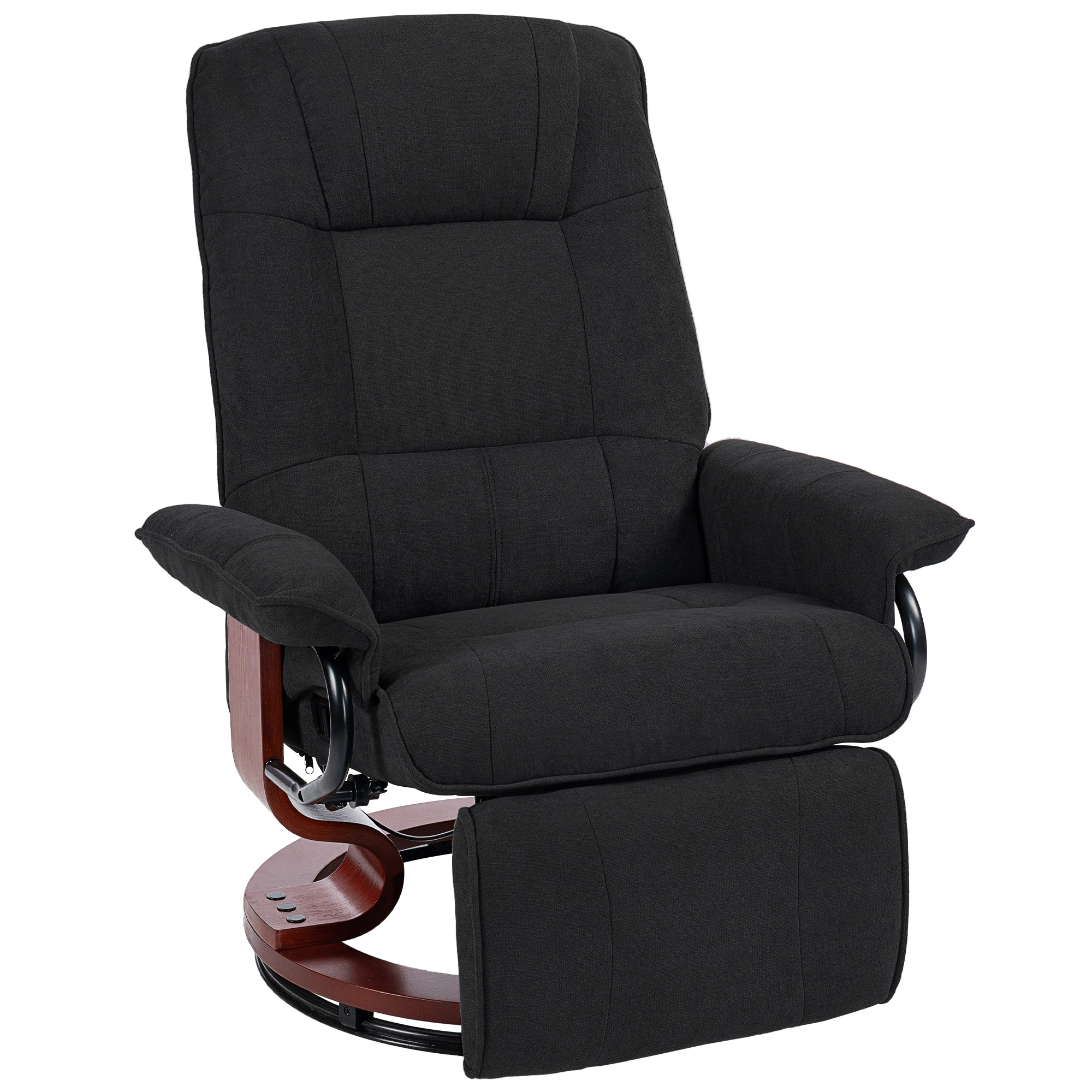 HOMCOM Reclining Swivel Chair, with Footrest Black 9