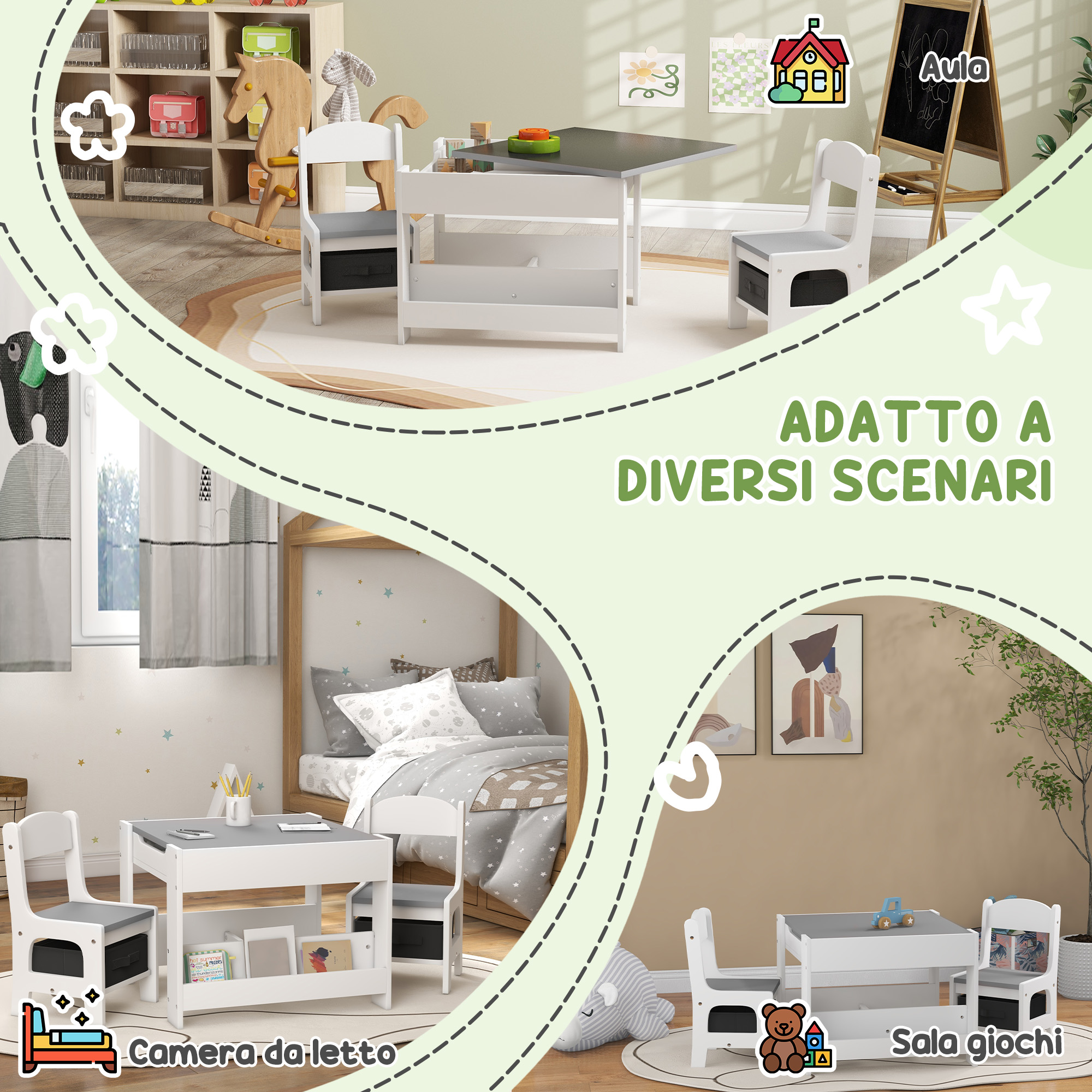 Febal Casa Tavolino Ad Angolo Moderno Cameretta Letto Singolo