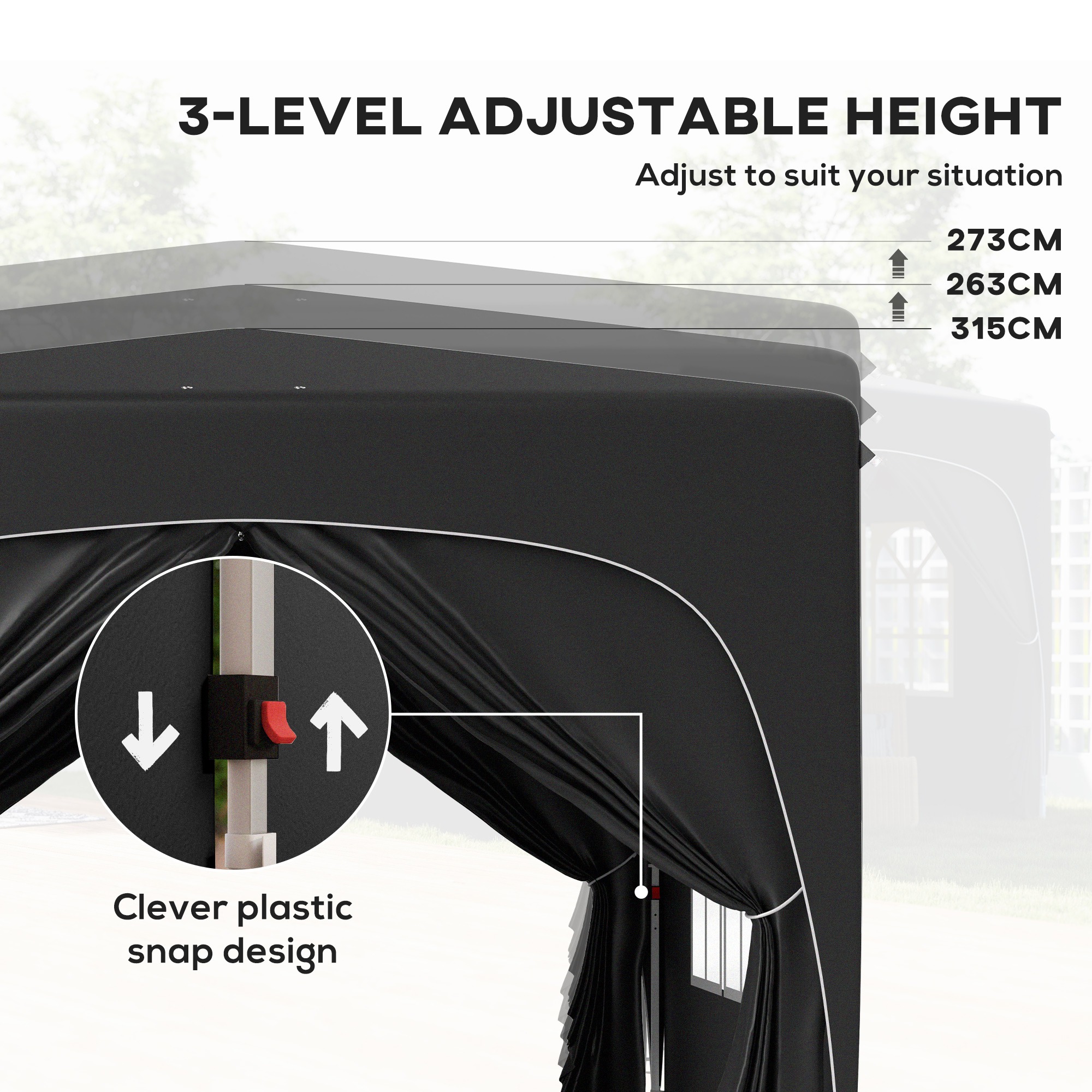 Outsunny 3 x 3m Pop-Up Gazebo Shelter, with Accessories Black 5