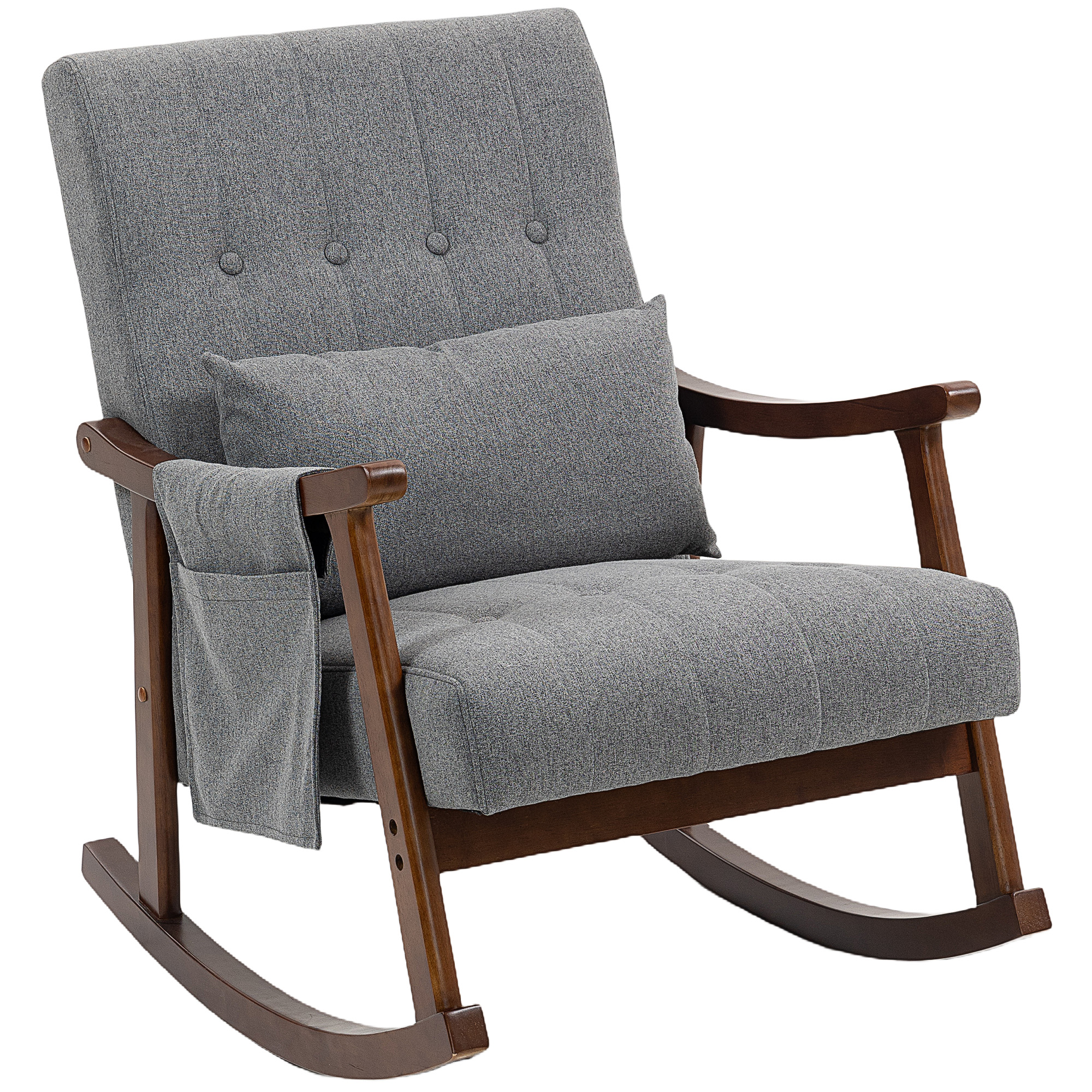 HOMCOM Wood Frame Rocking Accent Chair Grey