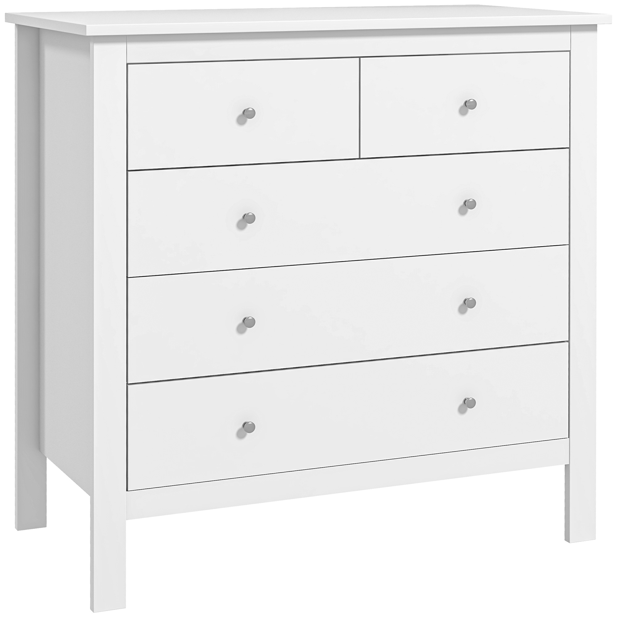 HOMCOM Kommode Beistellschrank 5 Schubladen Sideboard Anti-Kipp, Schubladenkommode für Schlafzimmer Wohnzimmer, Weiß 79x39,5x80,5cm Aosom.de