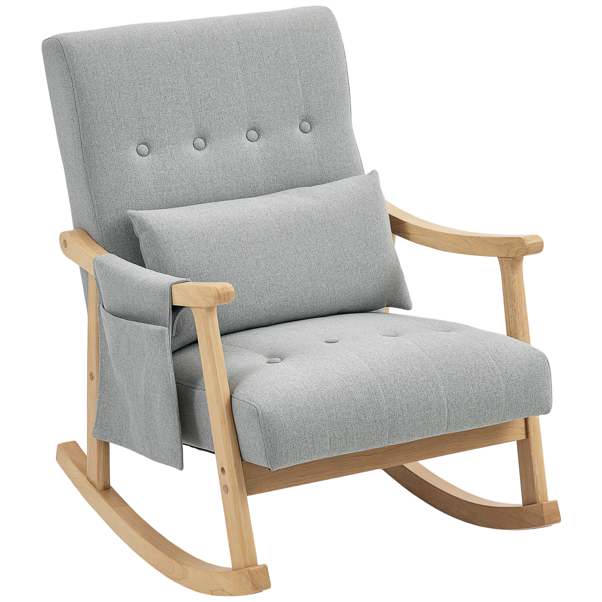 HOMCOM Wood Frame Rocking Accent Chair Light Grey