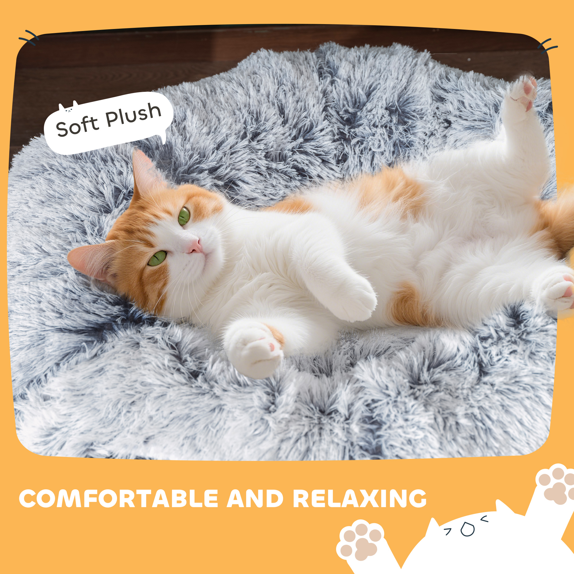 PawHut 2-in-1 Donut Cat Tunnel with Washable Bed, Play Tunnel Bed with Toy Ball and Door Hole for Indoor Cats, Light Grey 5