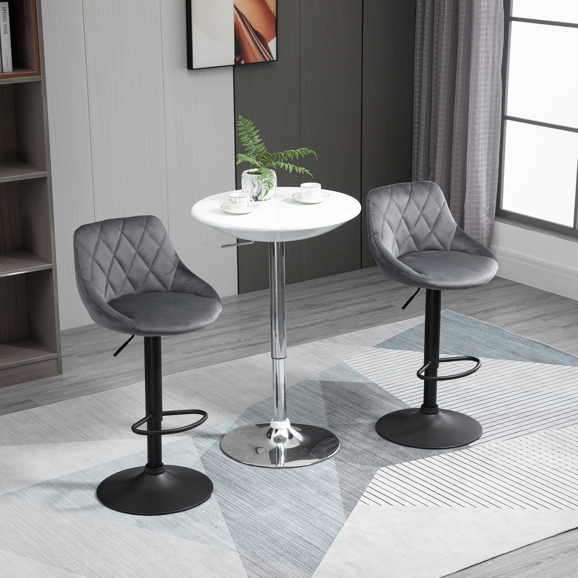 HOMCOM Barhocker 2er Set Höhenverstellbar Drehbar Barstühle mit Samtoptik T günstig online kaufen