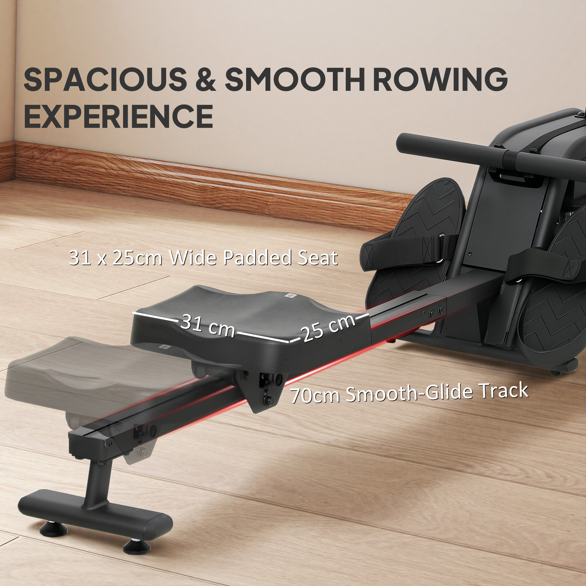 SPORTNOW Vogatore Ad Acqua Con Resistenza Regolabile (6-11L): Monitor LCD, Supporto Telefono, Sedile Ampio, Pieghevole, Carico 135 Kg – Acciaio Nero