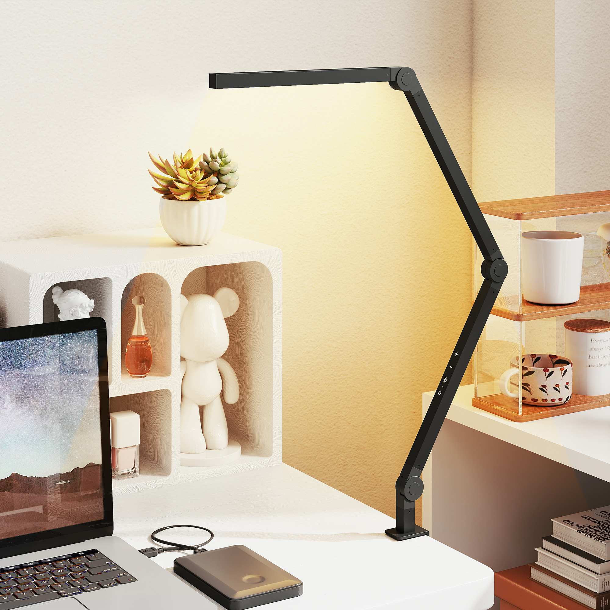 HOMCOM Tischleuchte, LED Tischlampe mit Schwenkarm und Klemme, Nachttischla günstig online kaufen