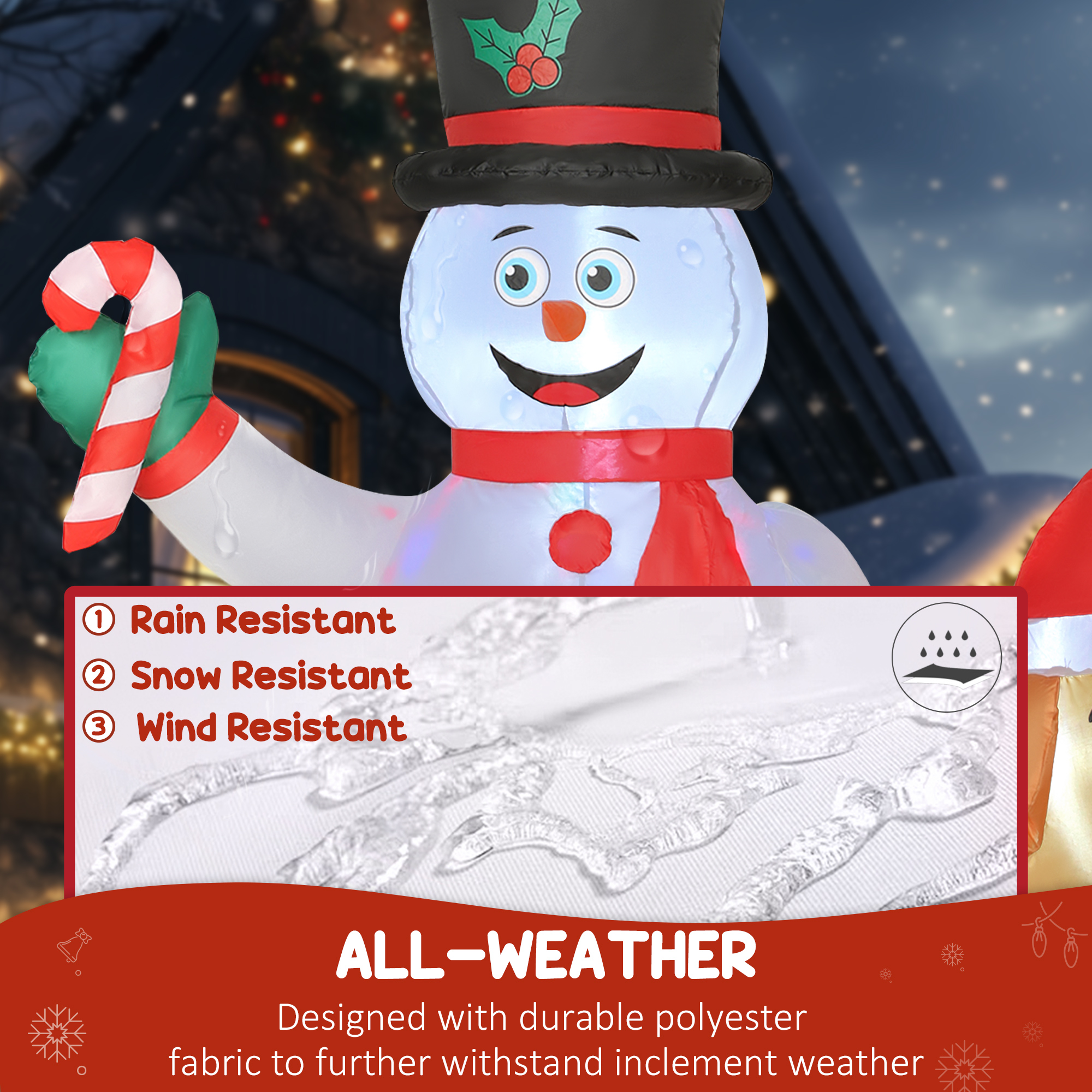 Outsunny 6FT Christmas Inflatables Snowman & Dog with Built-in LED Lights and Flashing Light, Blow Up Christmas Inflatable Decoration for Indoor Outdoor Decor, Garden 6