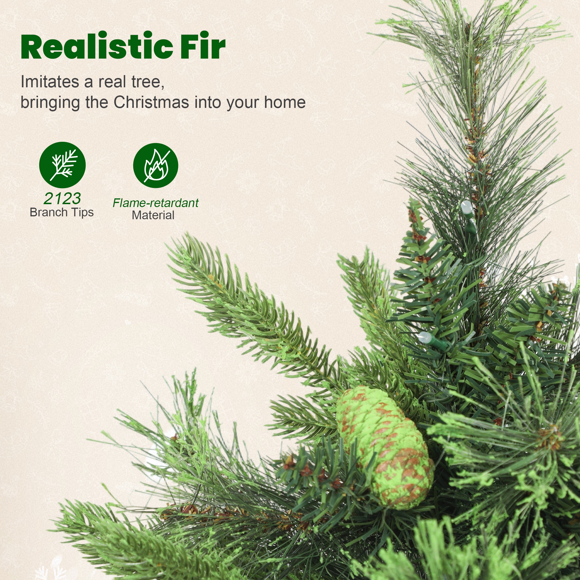 HOMCOM 180cm Carolina Pine Christmas Tree with Colourful DIY Synchronized LED Lights and Remote 7