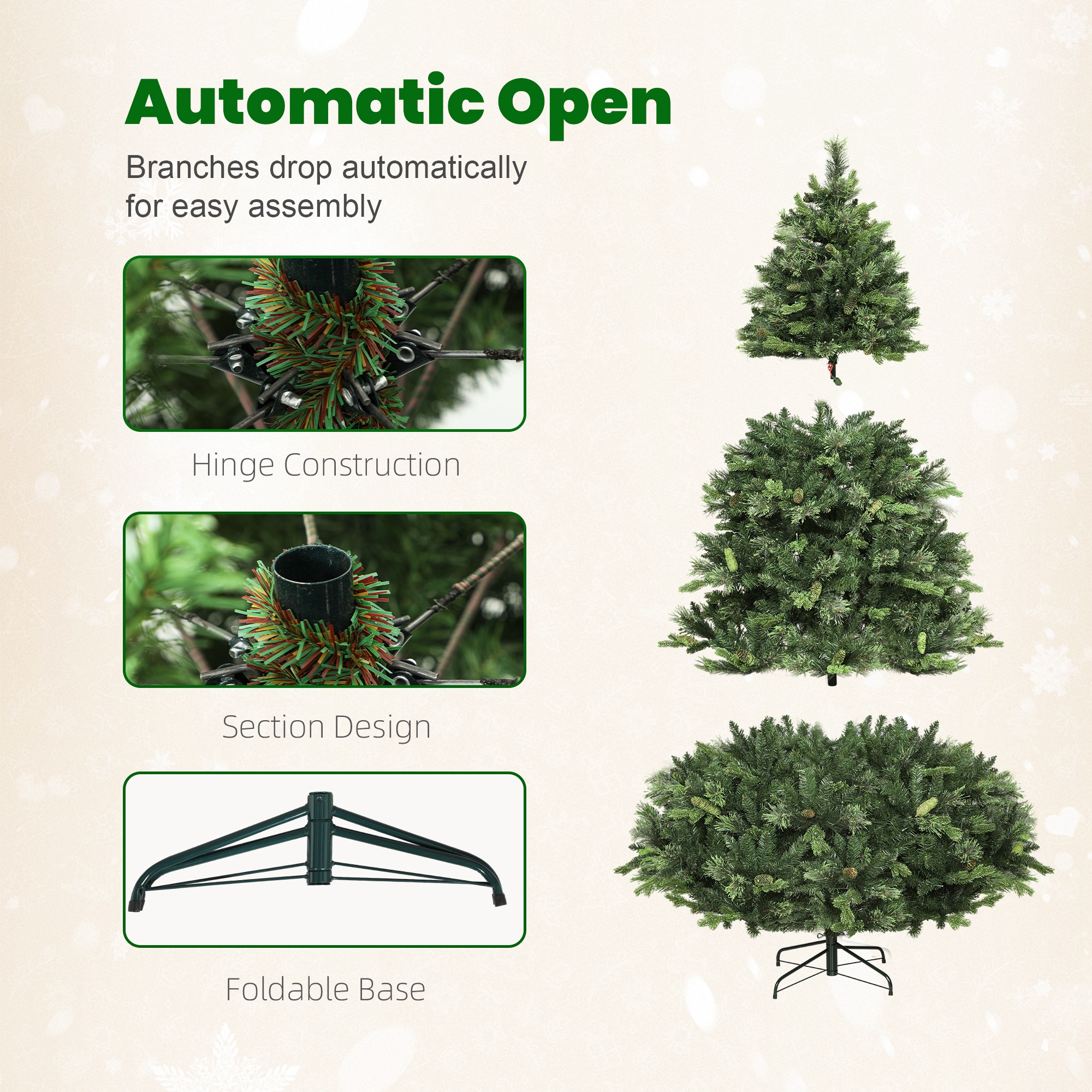 HOMCOM 180cm Carolina Pine Christmas Tree with Colourful DIY Synchronized LED Lights and Remote 8