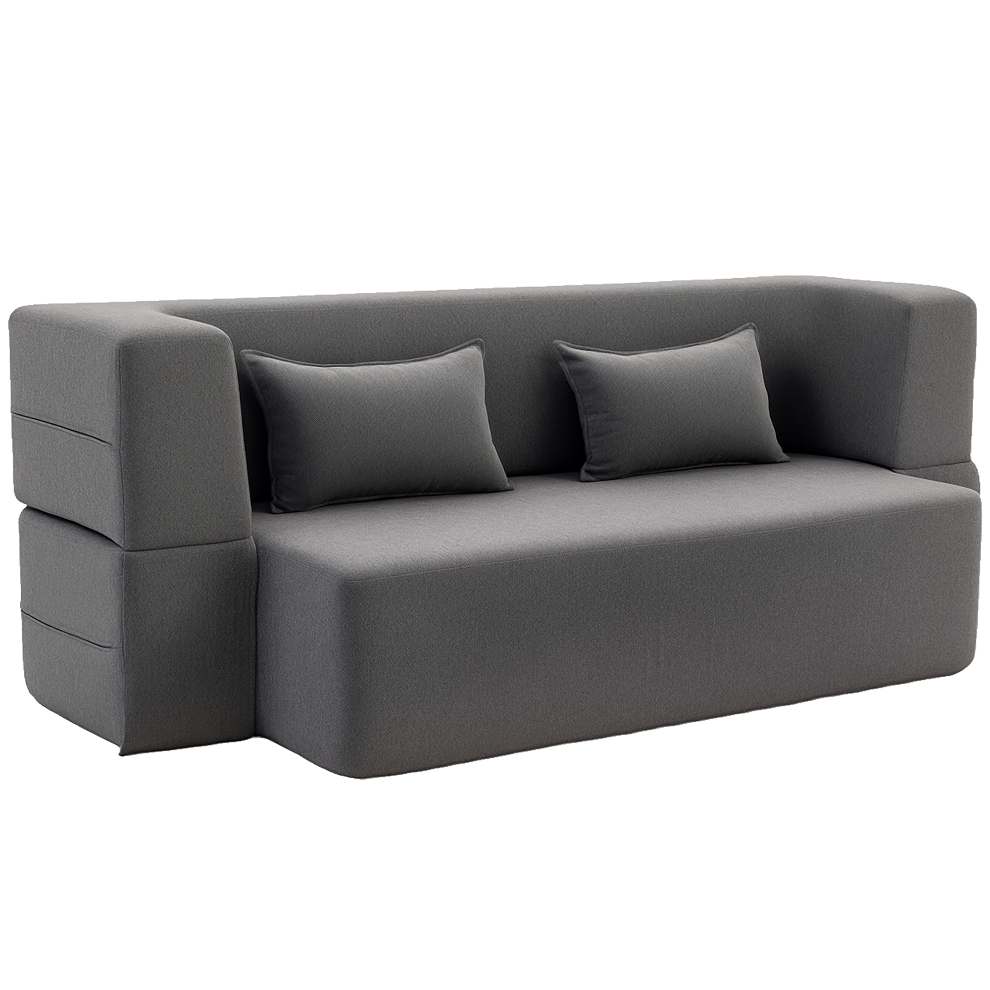 Divano Letto Pieghevole con 3 Cuscini e Fodera Lavabile, Poltrona Letto Trasformabile in Memory Foam ad Alta Densità 25D, Divano Futon per Soggiorno, Camera da Letto, Grigio Chiaro Matrimoniale | IT