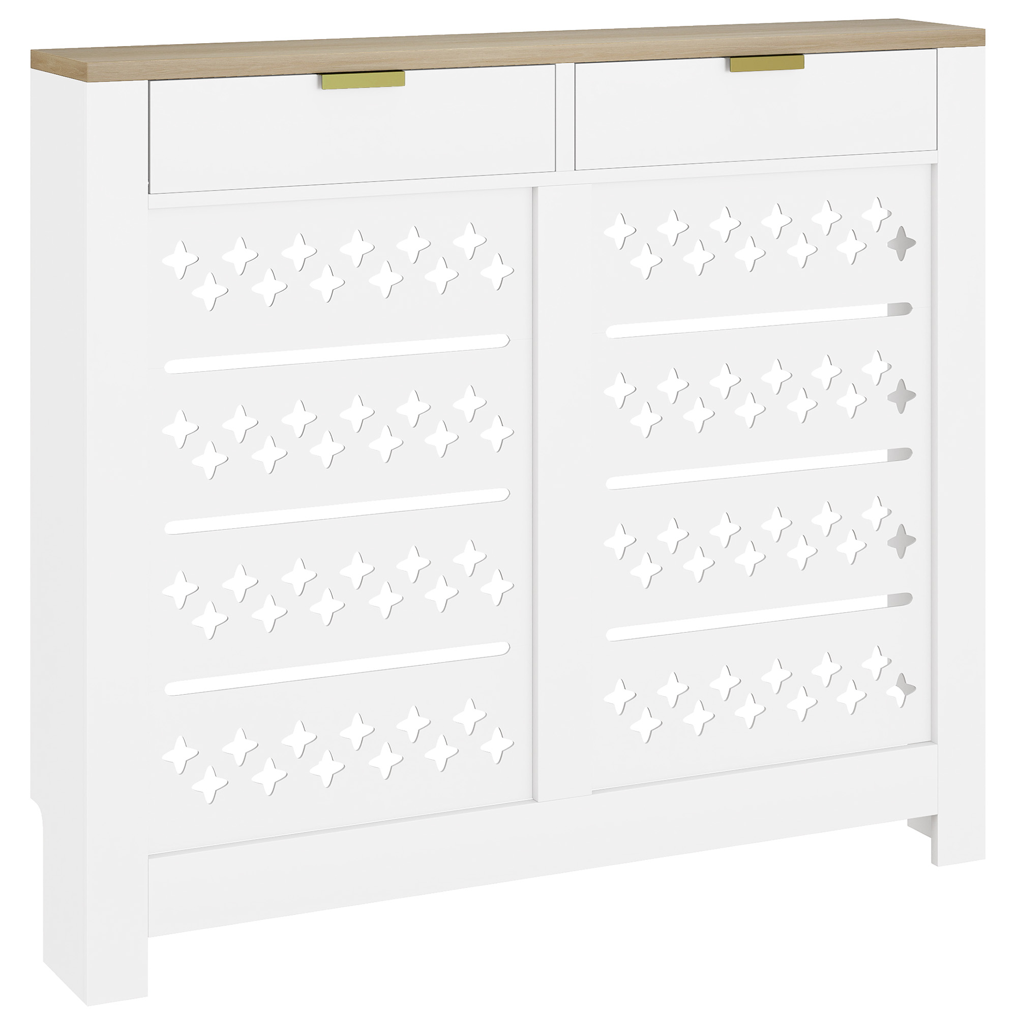 HOMCOM 108 x 19 cm Minimal Radiator Cover, with 2 Drawers White