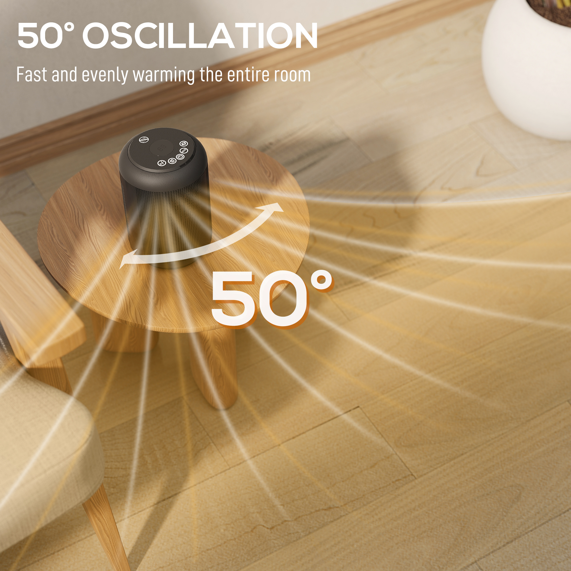 HOMCOM 1500W Ceramic Electric Heater with Fan, Timer, Oscillation Black 6