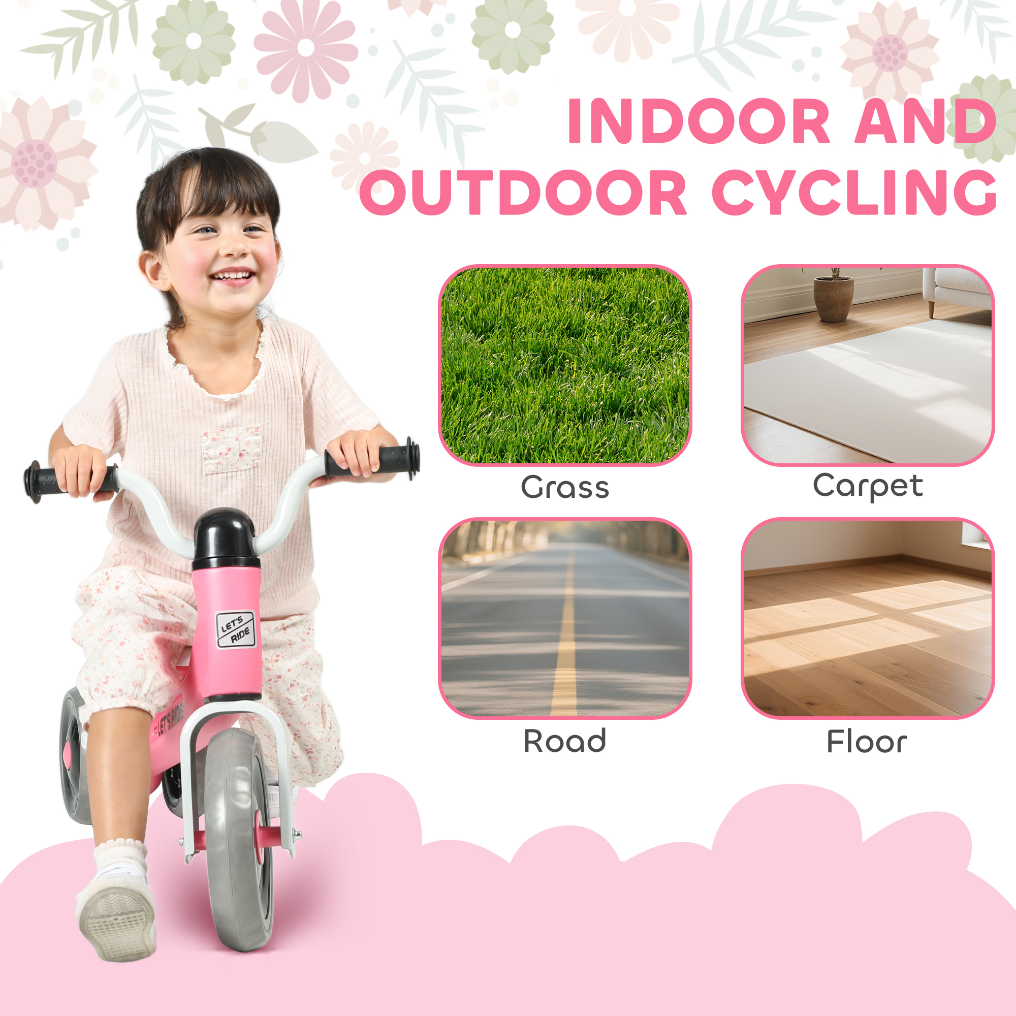 AIYAPLAY Toddler Balance Bike with No Pedal, 3 Silence Wheels for 12-36 Months Boys and Girls, Indoor Outdoor, Pink 7