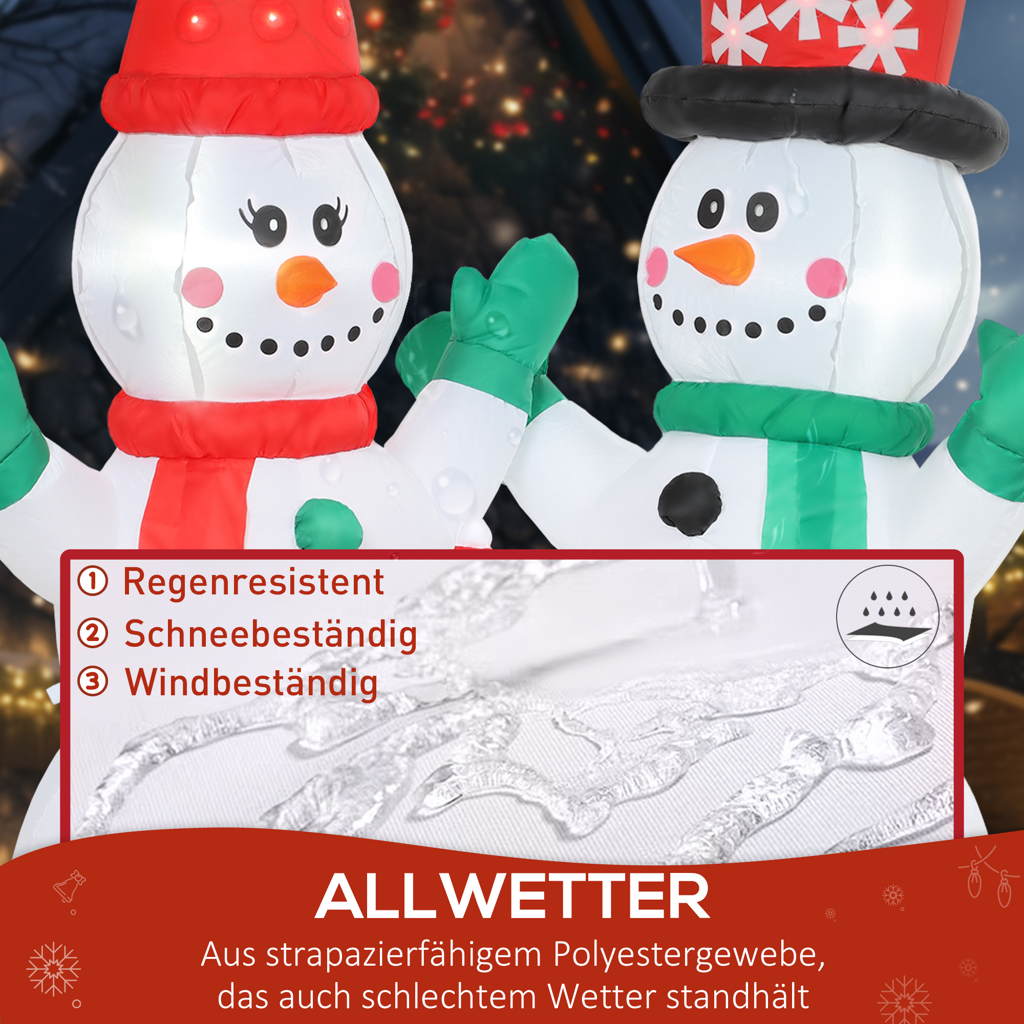 Outsunny Opblaasbare Kerstman 160-213 Cm - Beweegbare Kerstdecoratie Met LED-Lichten