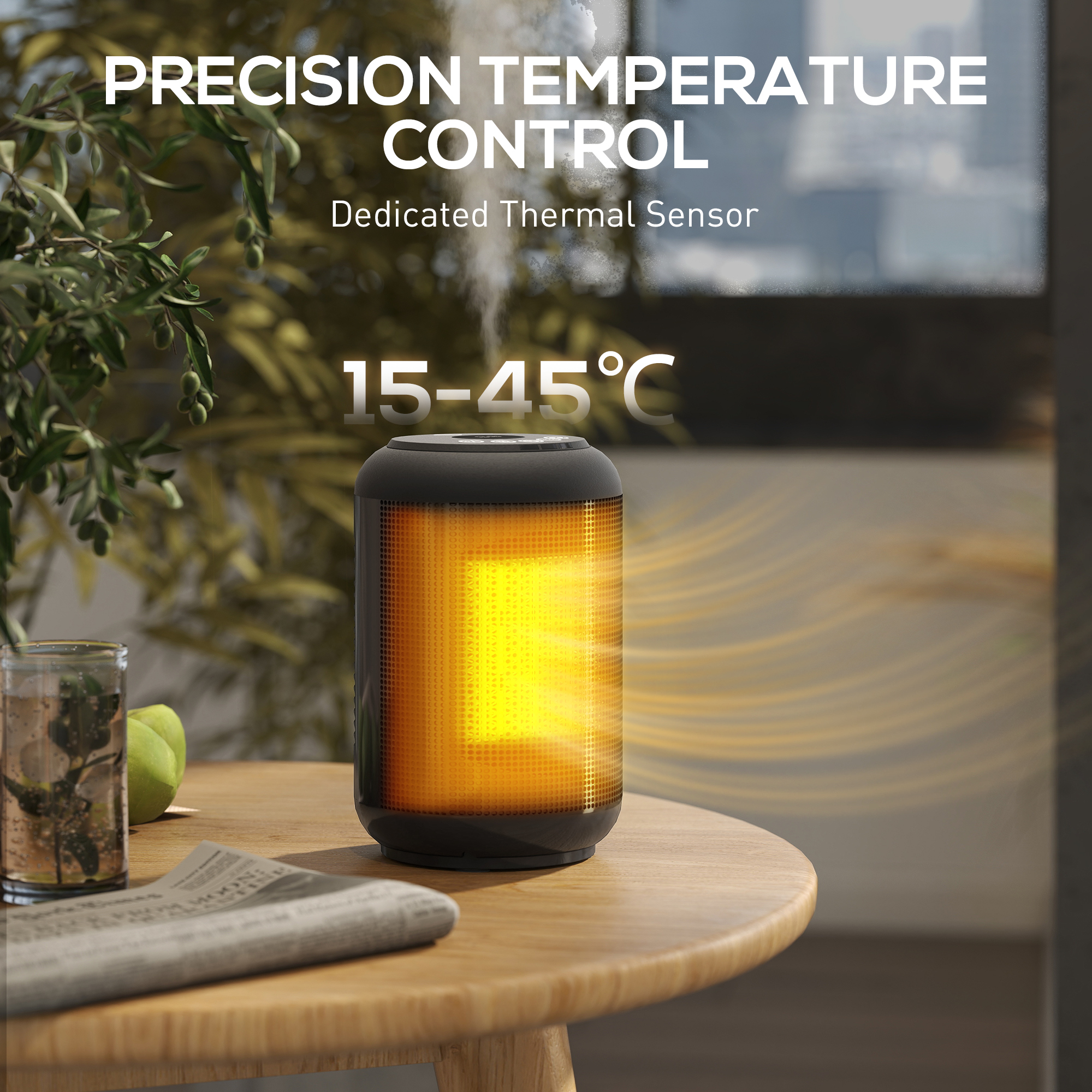 HOMCOM 1500W Ceramic Electric Heater with Fan, Timer, Oscillation Black 7