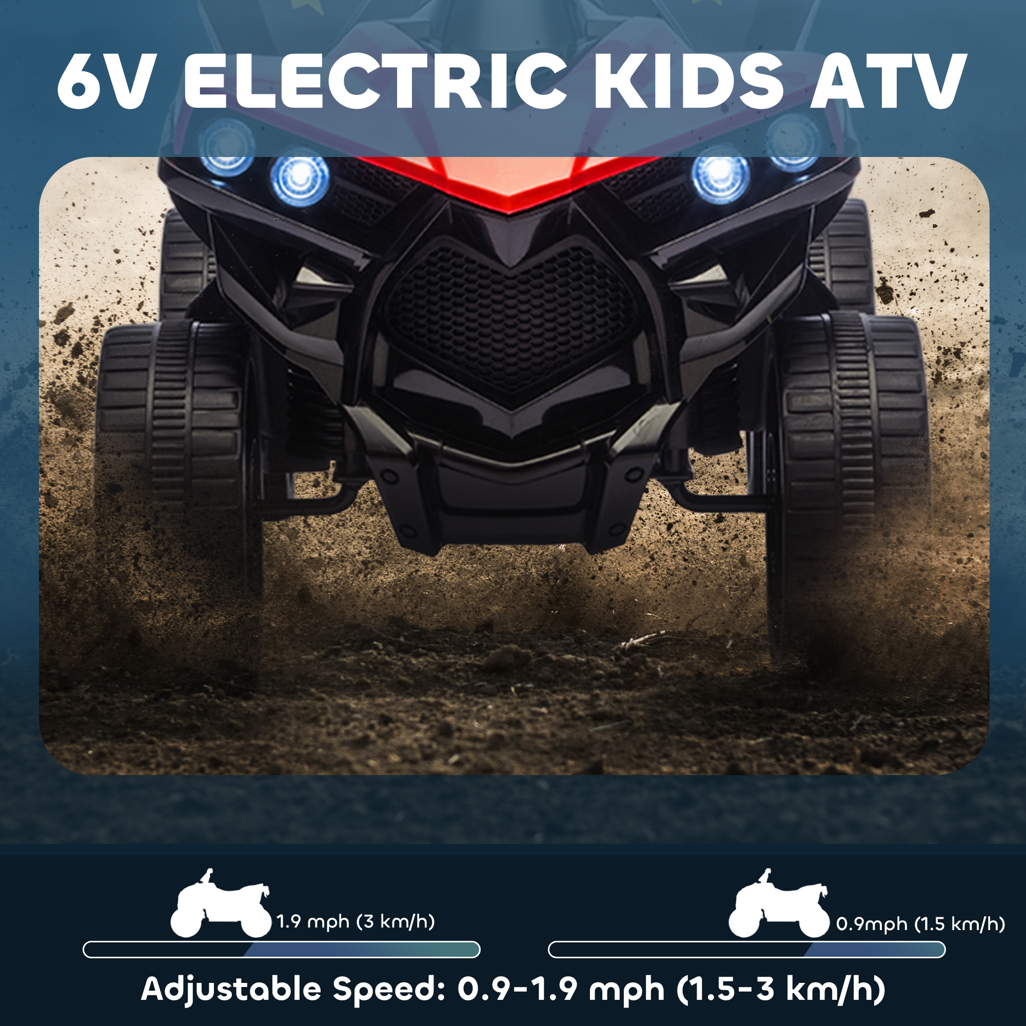 AIYAPLAY 6V Kids ATV, 4 Wheeler Electric Ride on Car with Music and LED Headlights, for Ages 3-8 Years Boys and Girls, Red 4