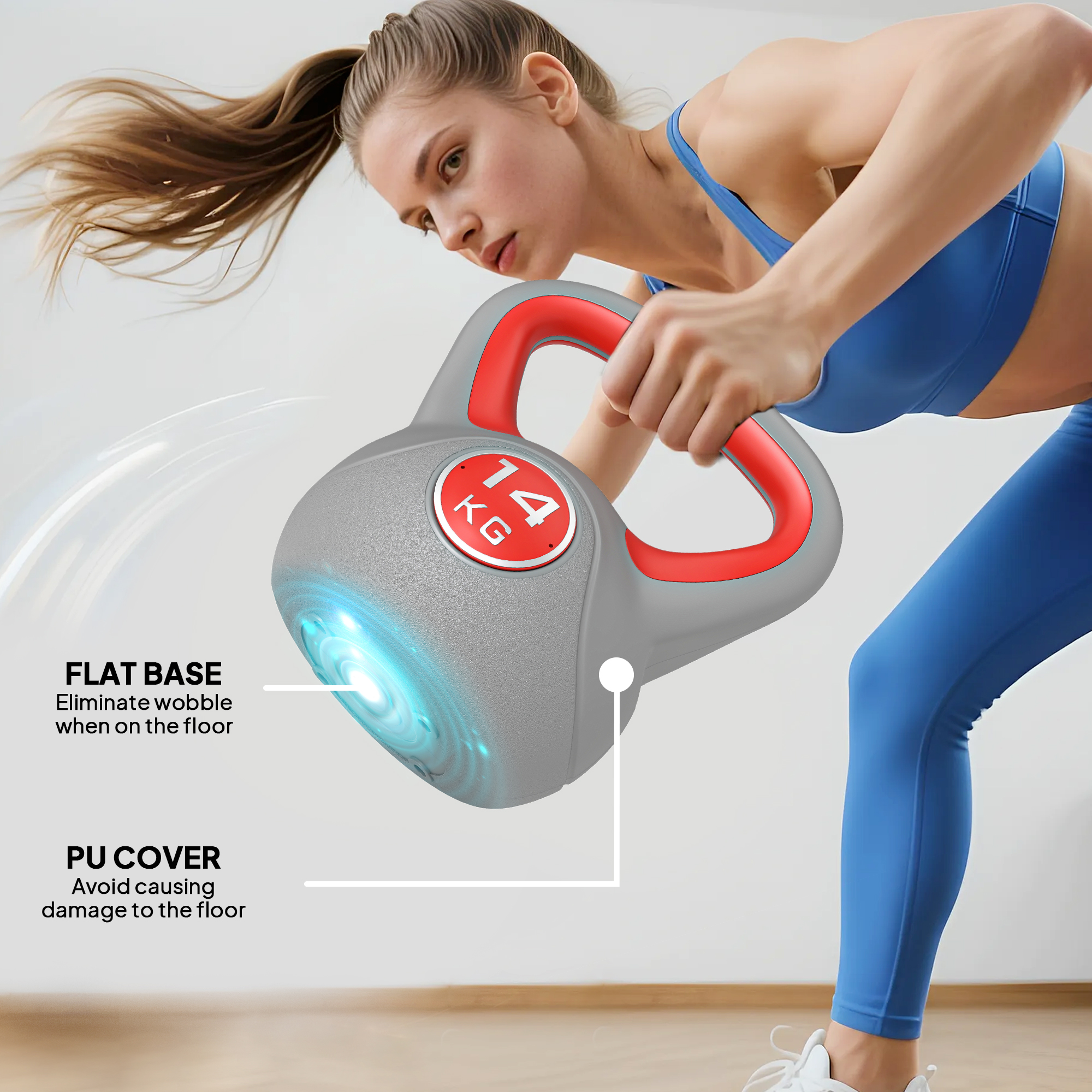 SPORTNOW Kettlebell, 14kg Kettle Bells with Handle for Home Gym Weight Lifting and Strength Training, Red and Grey 6