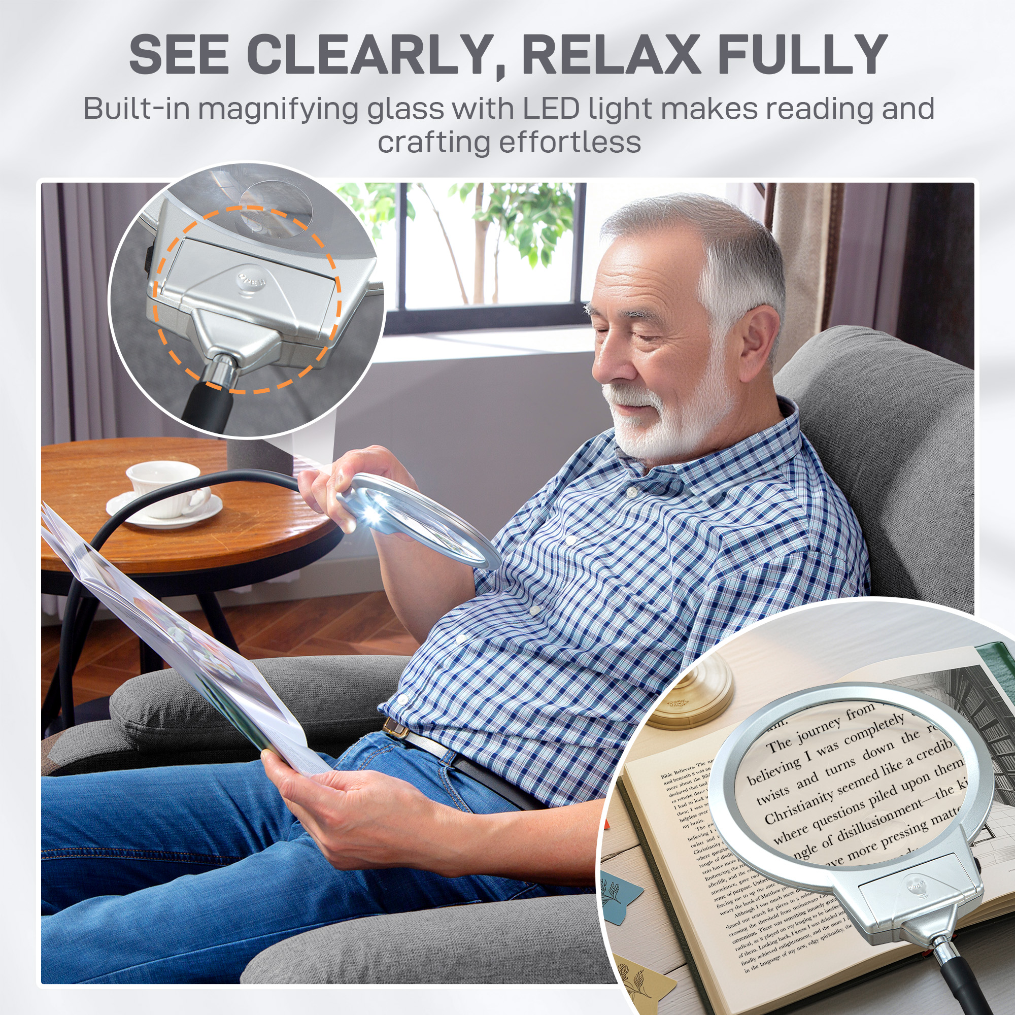 HOMCOM Electric Rise/Recline Armchair, with Reading Light Grey 5