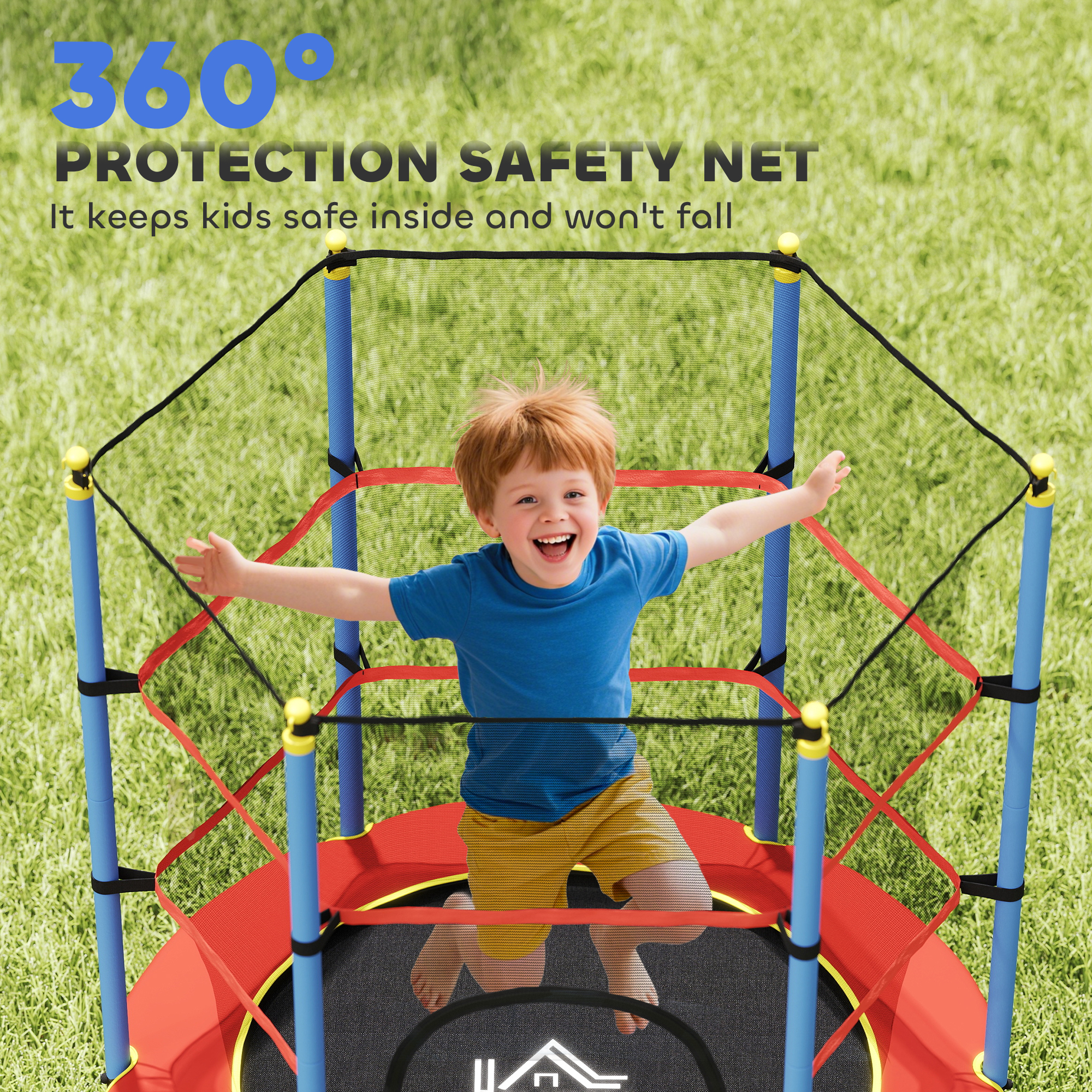 HOMCOM Kids Trampoline, with Safety Net, for Ages 3-10 Years 7