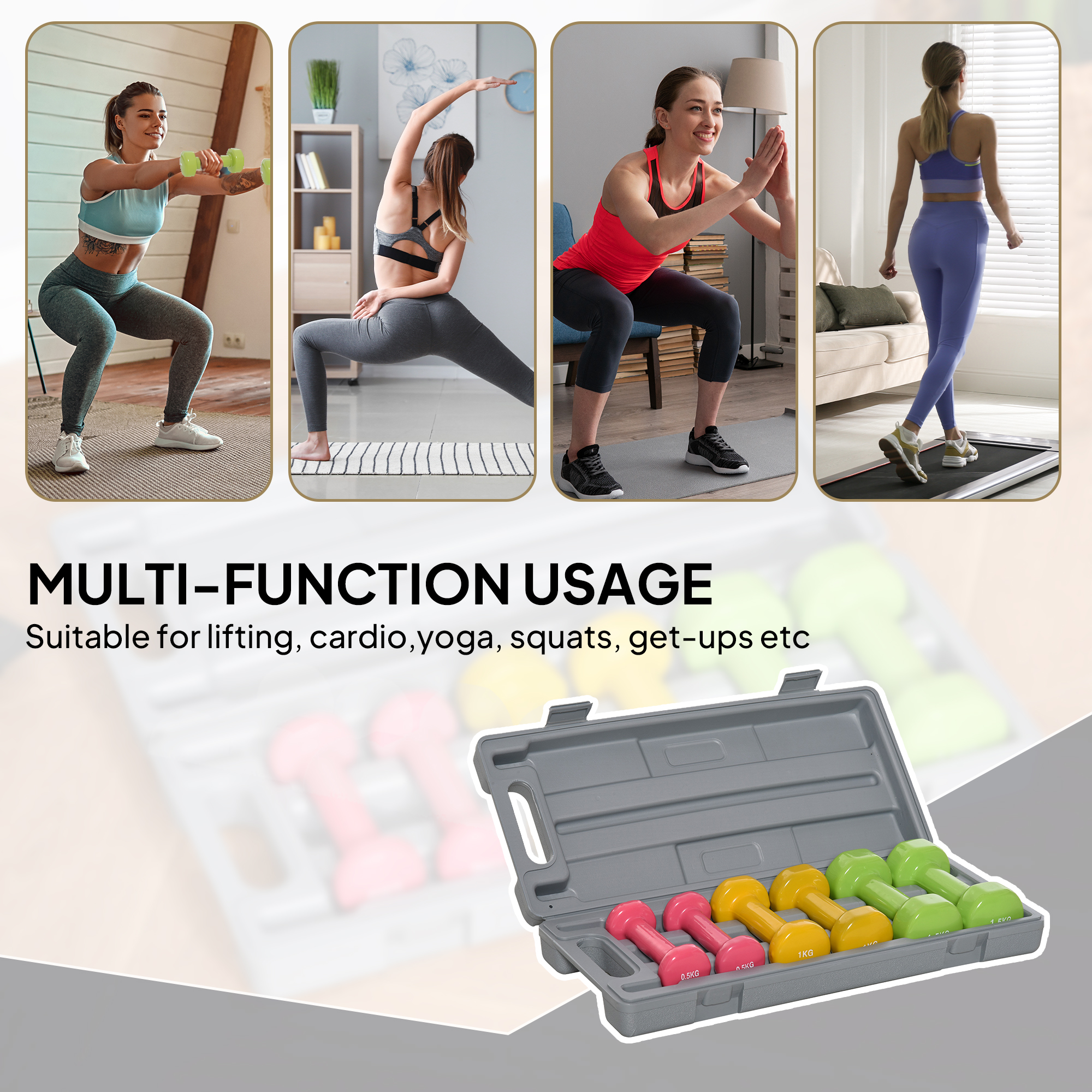 HOMCOM 6Kg Dumbbell Set, Fitness Weight Set for Men and Women, Home Gym Workout 4