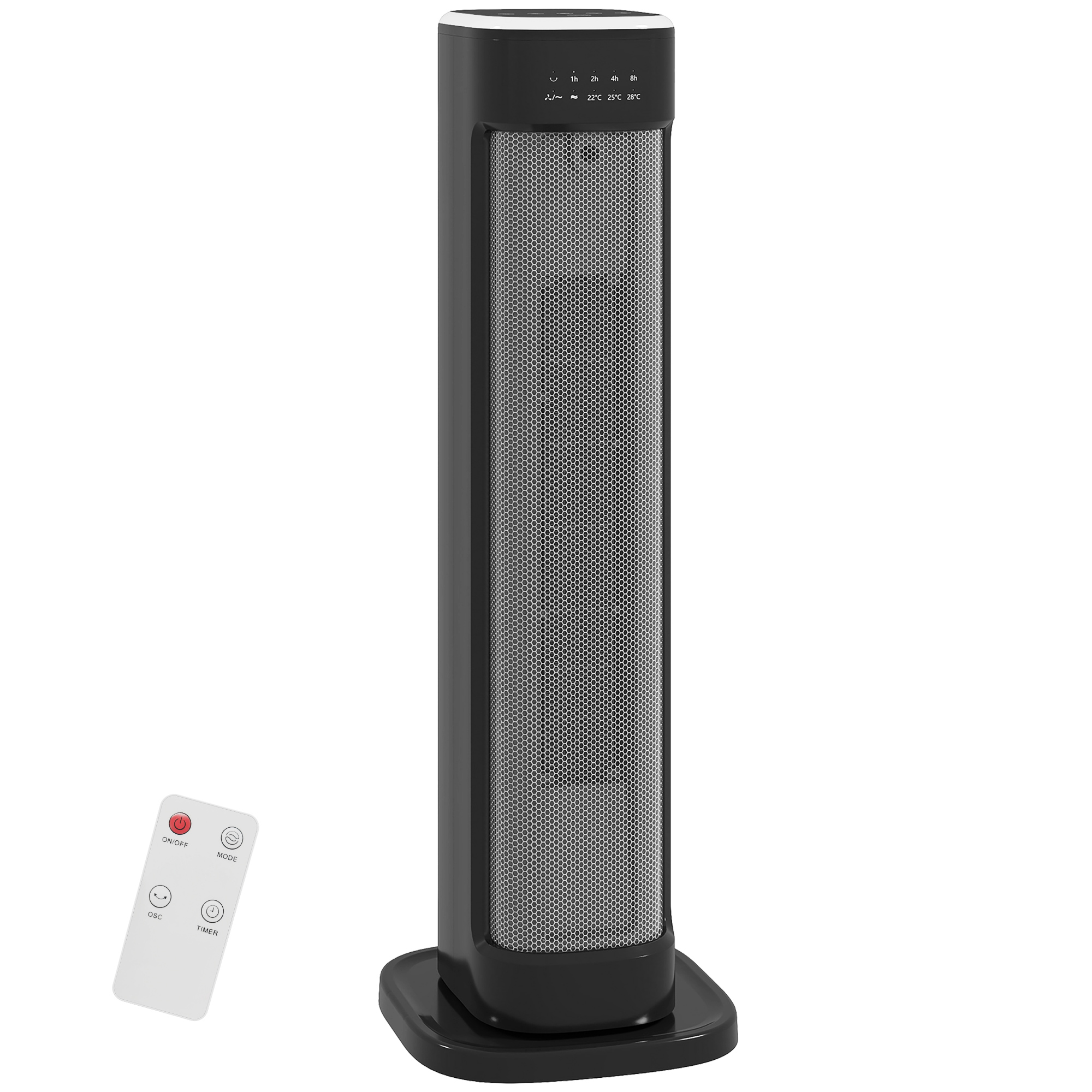 HOMCOM 2000W Ceramic Electric Heater with 3 Heat Settings, Timer Black